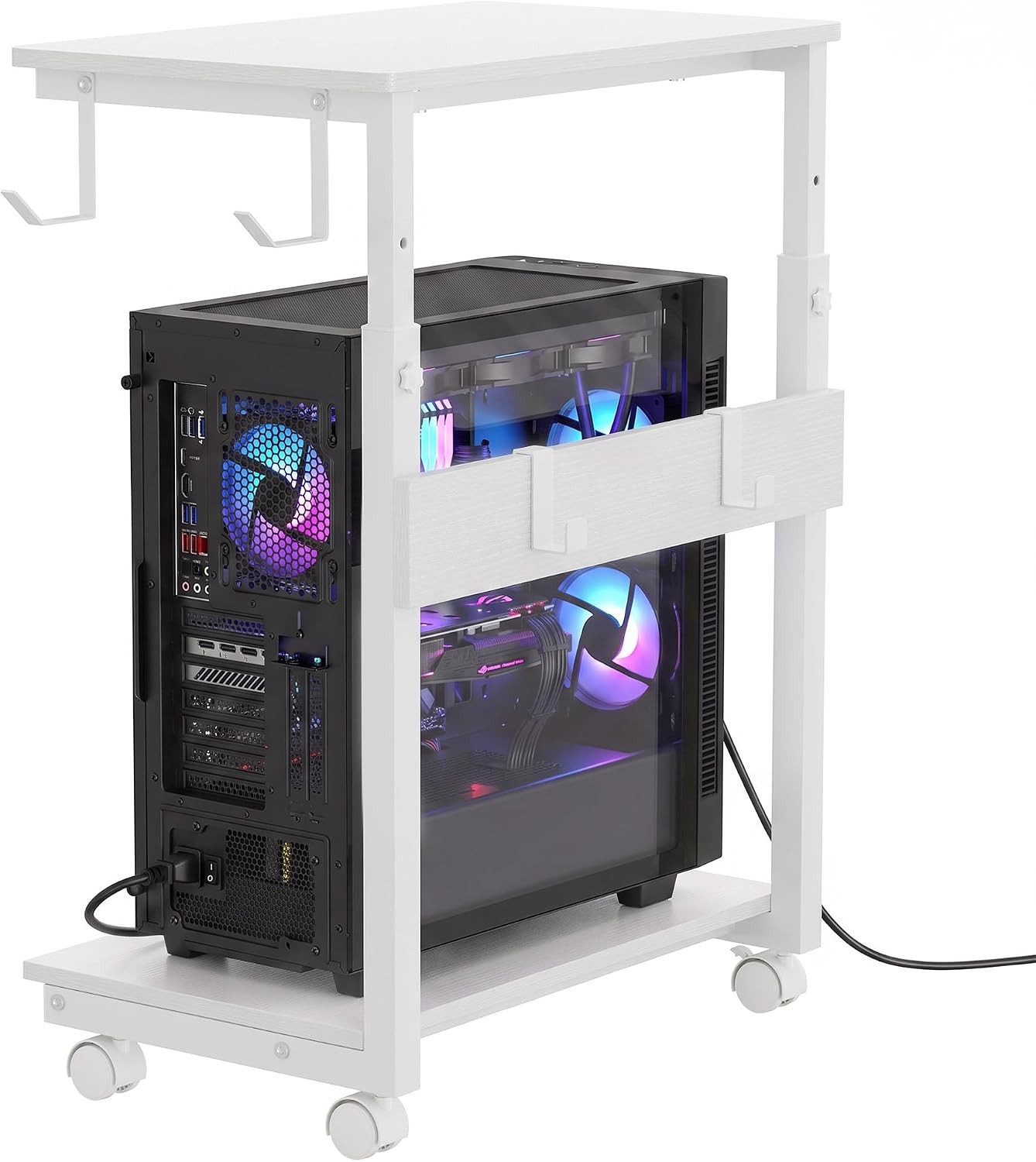 Mobile Rolling Computer Tower Stand PC Stand CPU Holder Cart Height Adjustable