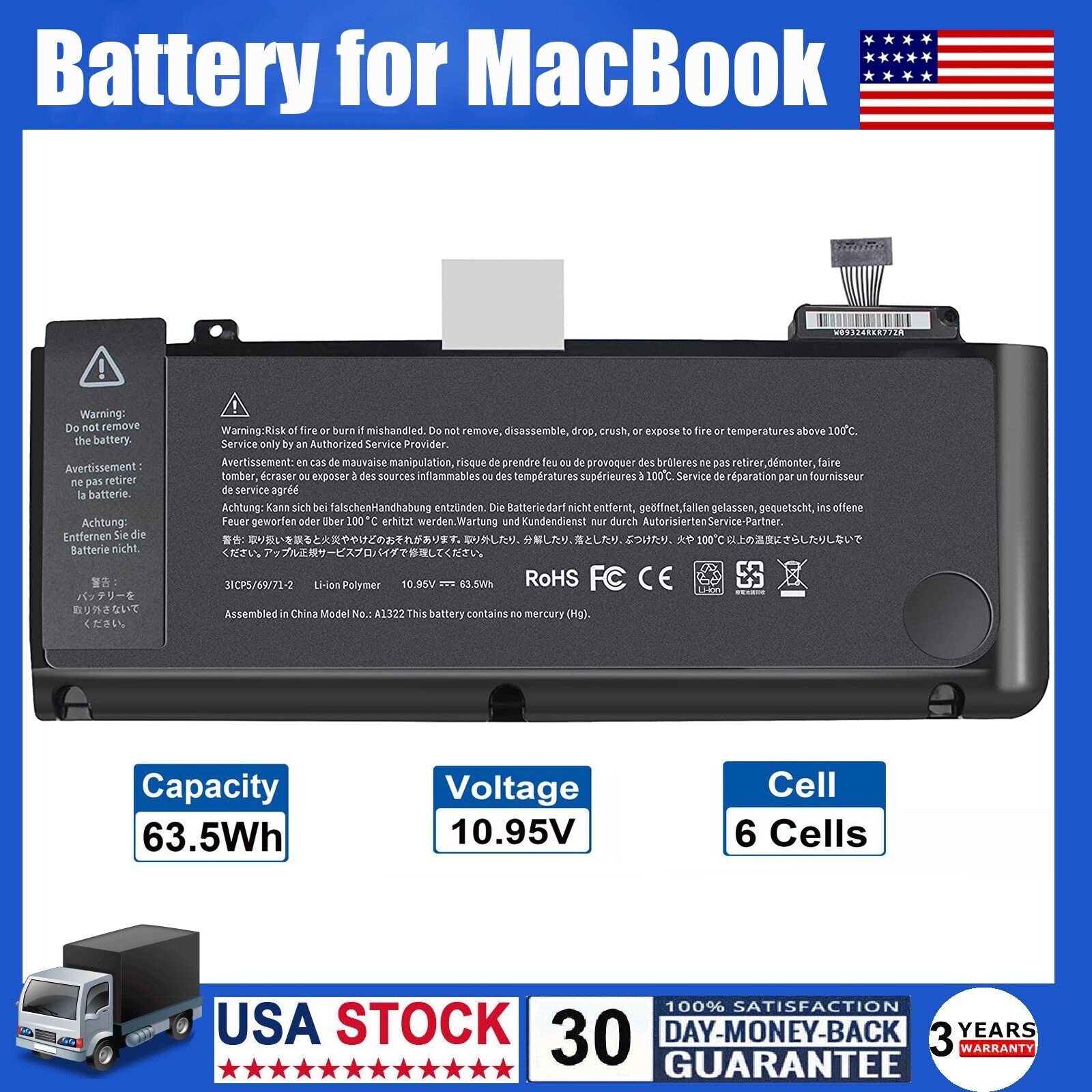 A1322 A1278 Battery For MacBook Pro 13\
