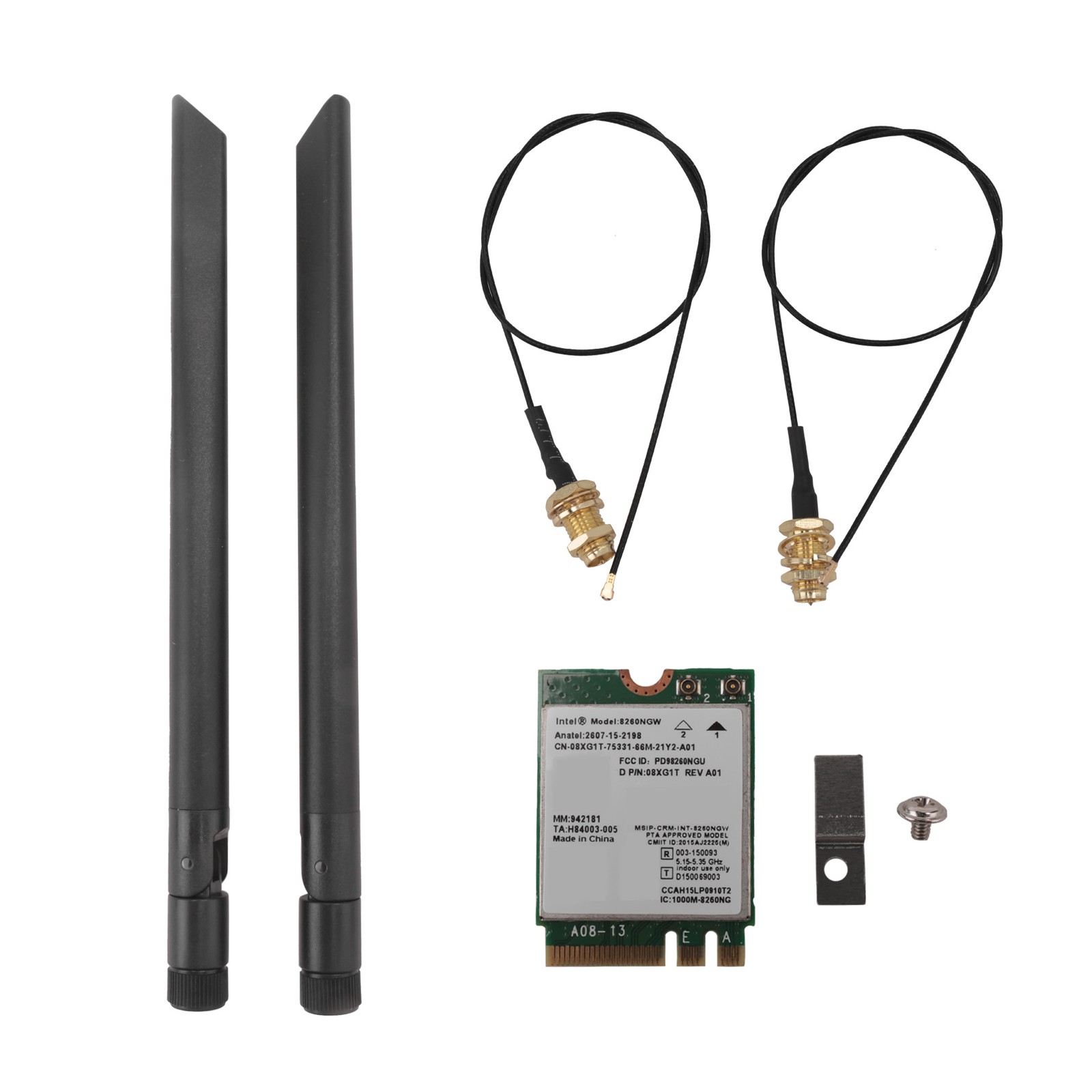 8260 8260NGW WiFi Card+2X8DB Antenna 2.4G/5Ghz 867M Bluetooth 4.2 NGFF M.27621