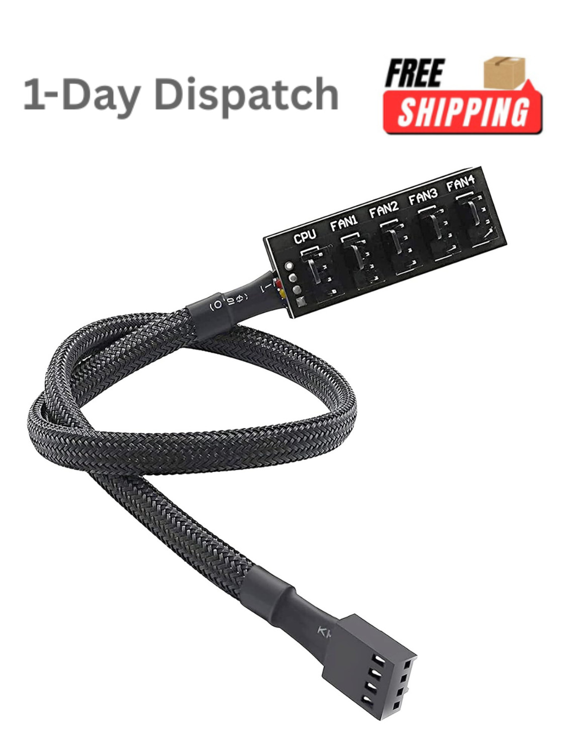 .PWM Fan Hub 1 to 5 Splitter 4Pin 3Pin PC Cooling Cable Extension Adapter