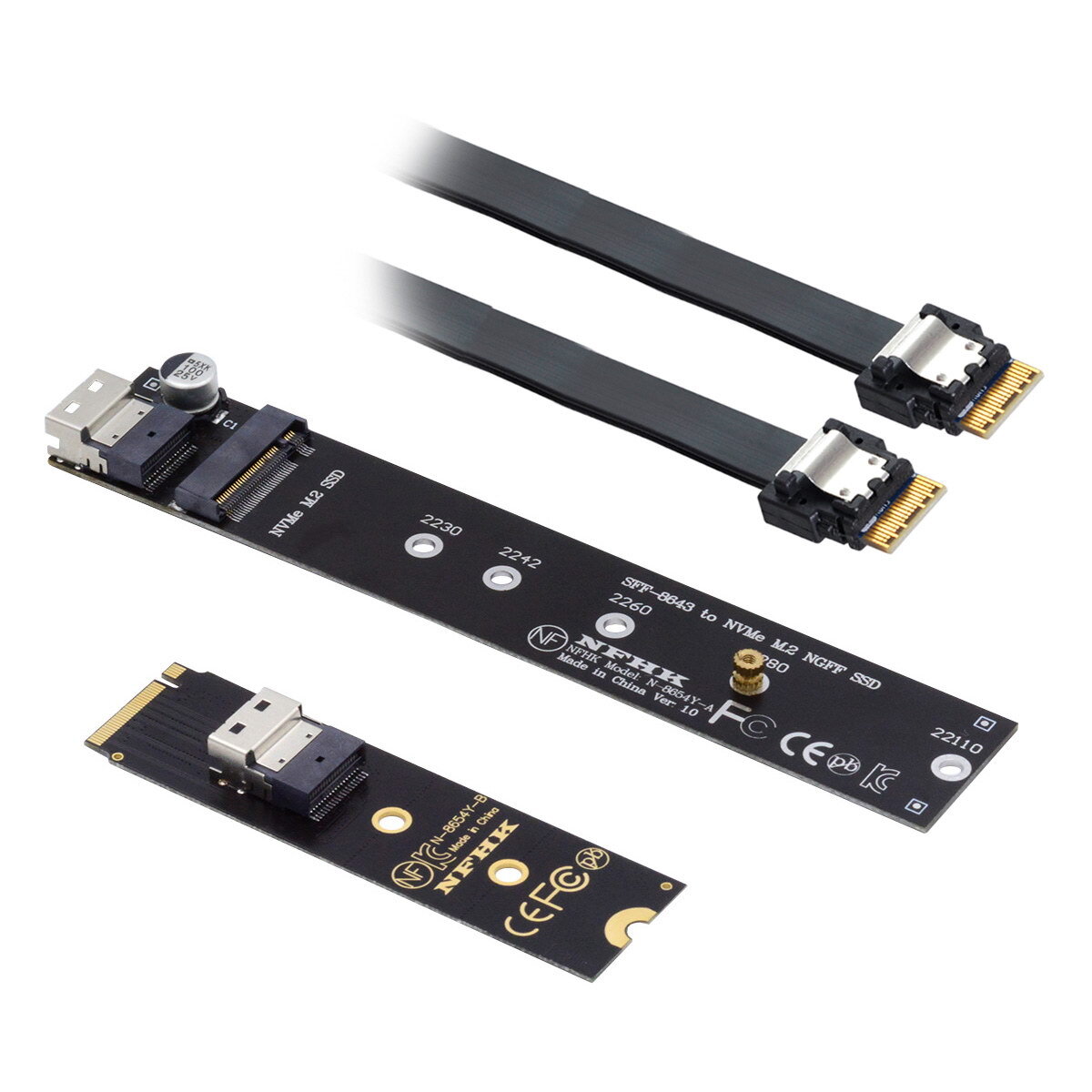 Cablecy NGFF M-Key NVME Male to Female Extension Cable with SFF-8654 for SSD