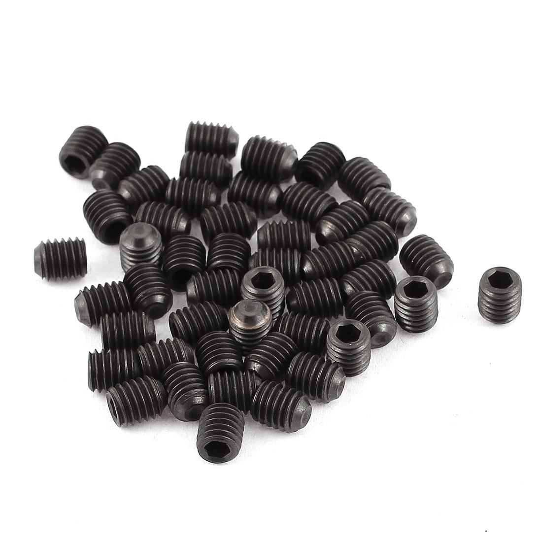 50Pcs Black M5 x 6mm Alloy Steel Hex Socket Set Grub Screws Headless Cup Point