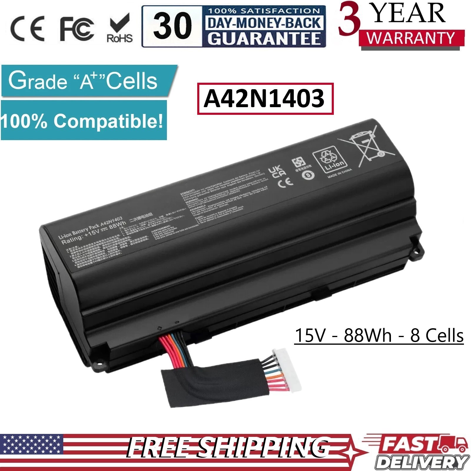 New A42N1403 Battery for ASUS ROG G751 G751J G751JY G751JL G751JT GFX71JY G751JM