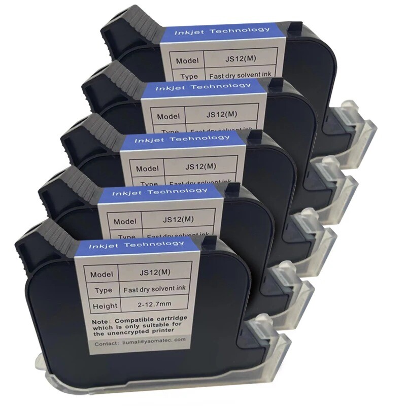 5pc/set A Level JS12M Compatible Fast Dry Eco-Sol 12.7mm Online Handheld Printer