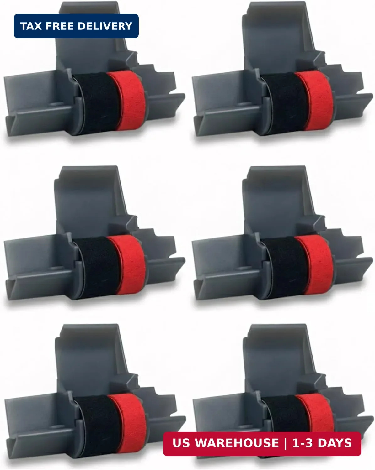IR-40T x [6 Pack] Black and Red Ink Roller Ribbon Cartridge Replacement IR40TCom