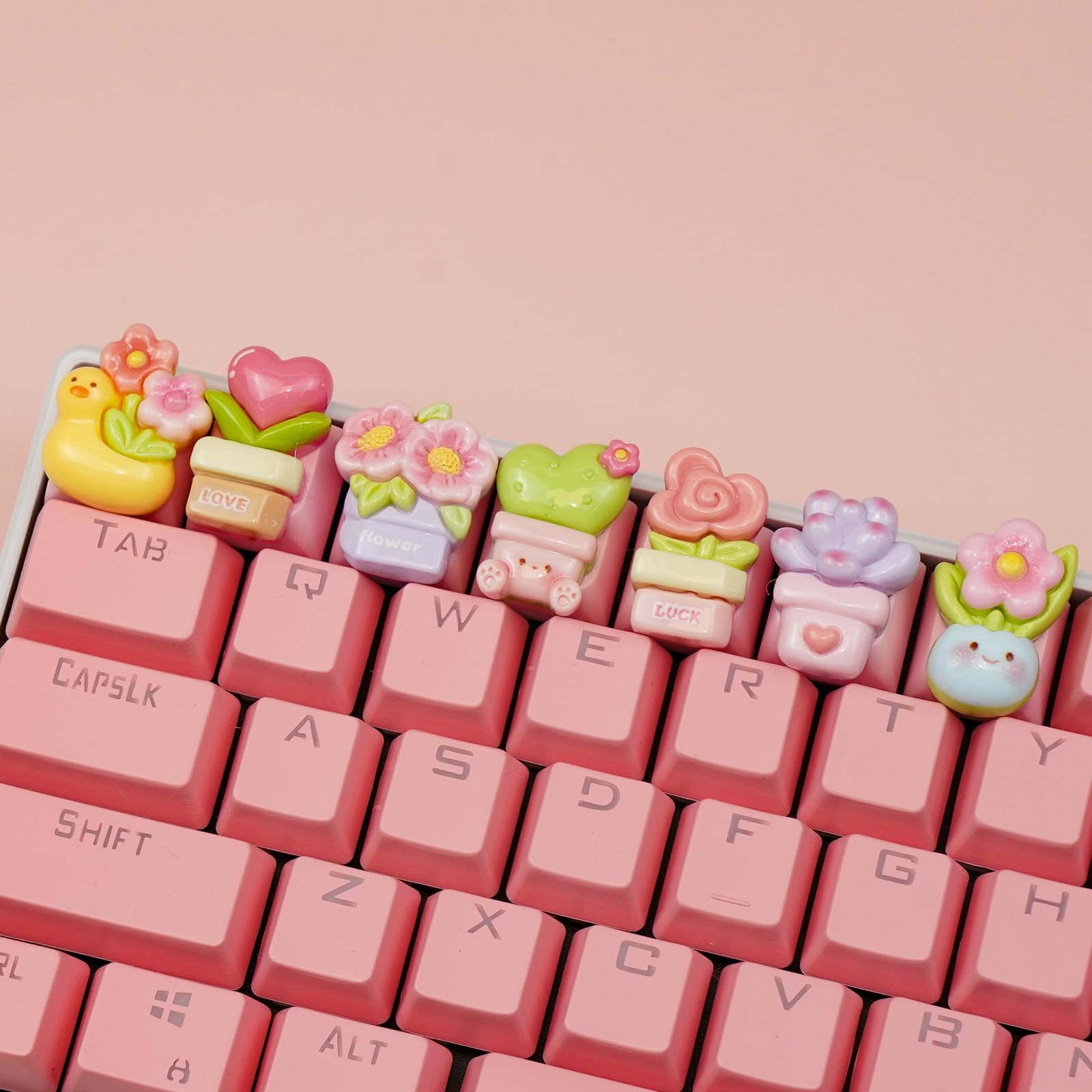 7 PCS Potted Flowers Keycaps Fits Cherry MX Keyboards OEM Profile ESC Key