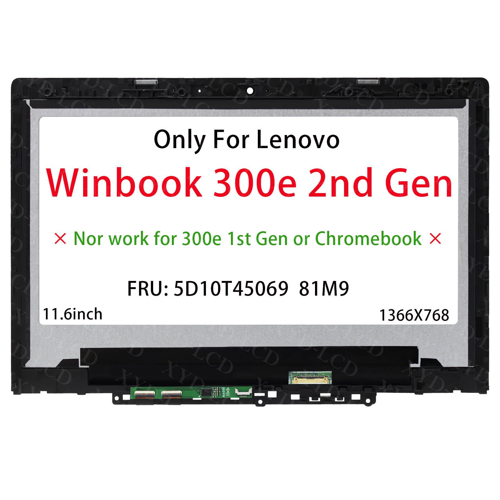 5D10T45069 Touch Screen For Lenovo Winbook 300E 2nd Gen 81M9 LCD Module W/ Bezel