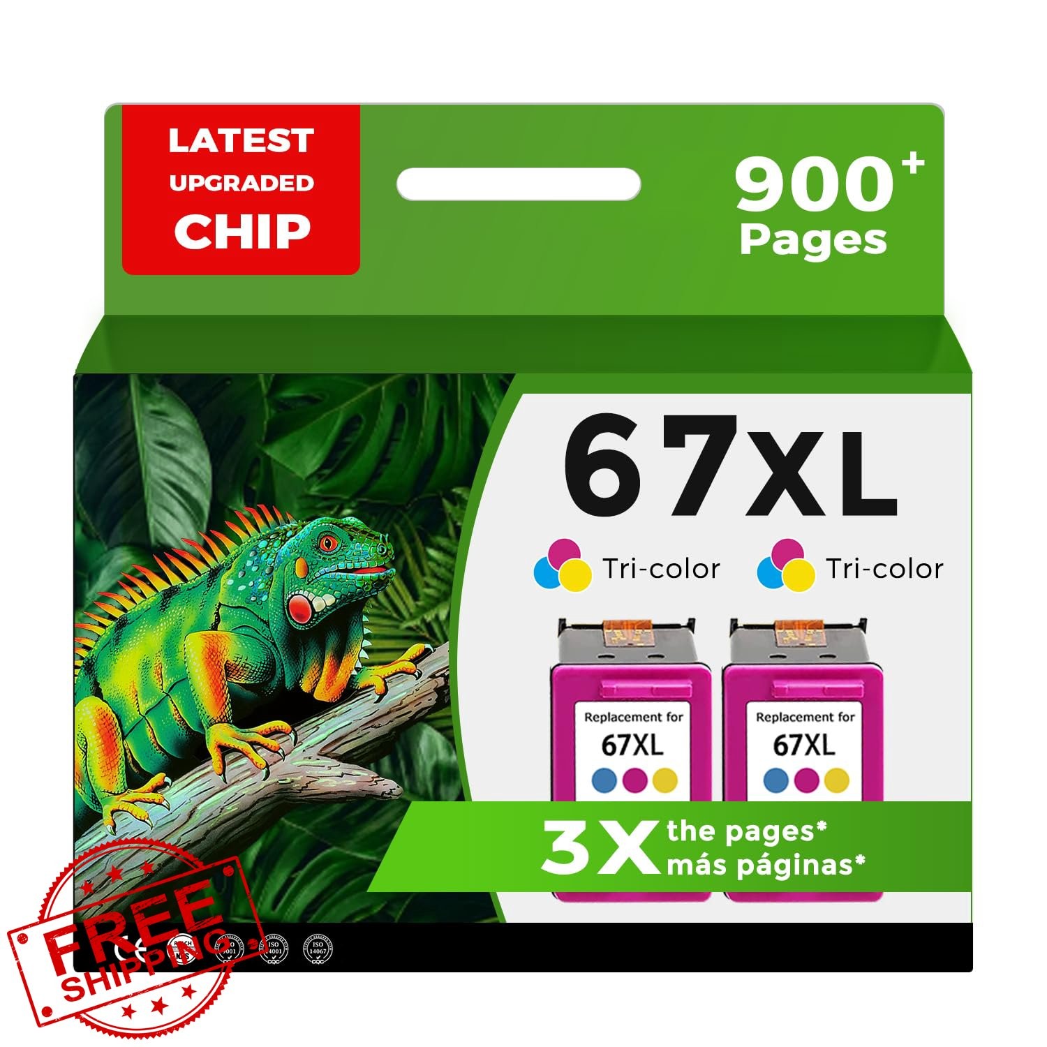 Relcolor 67XL Color Ink Cartridges 2 Pack