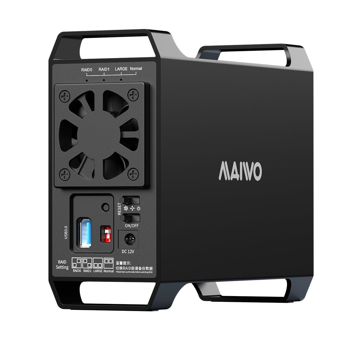 MAIWO Dual Bay Raid Enclosure for 3.5" SATA HDD,2 Hard Drive Black 