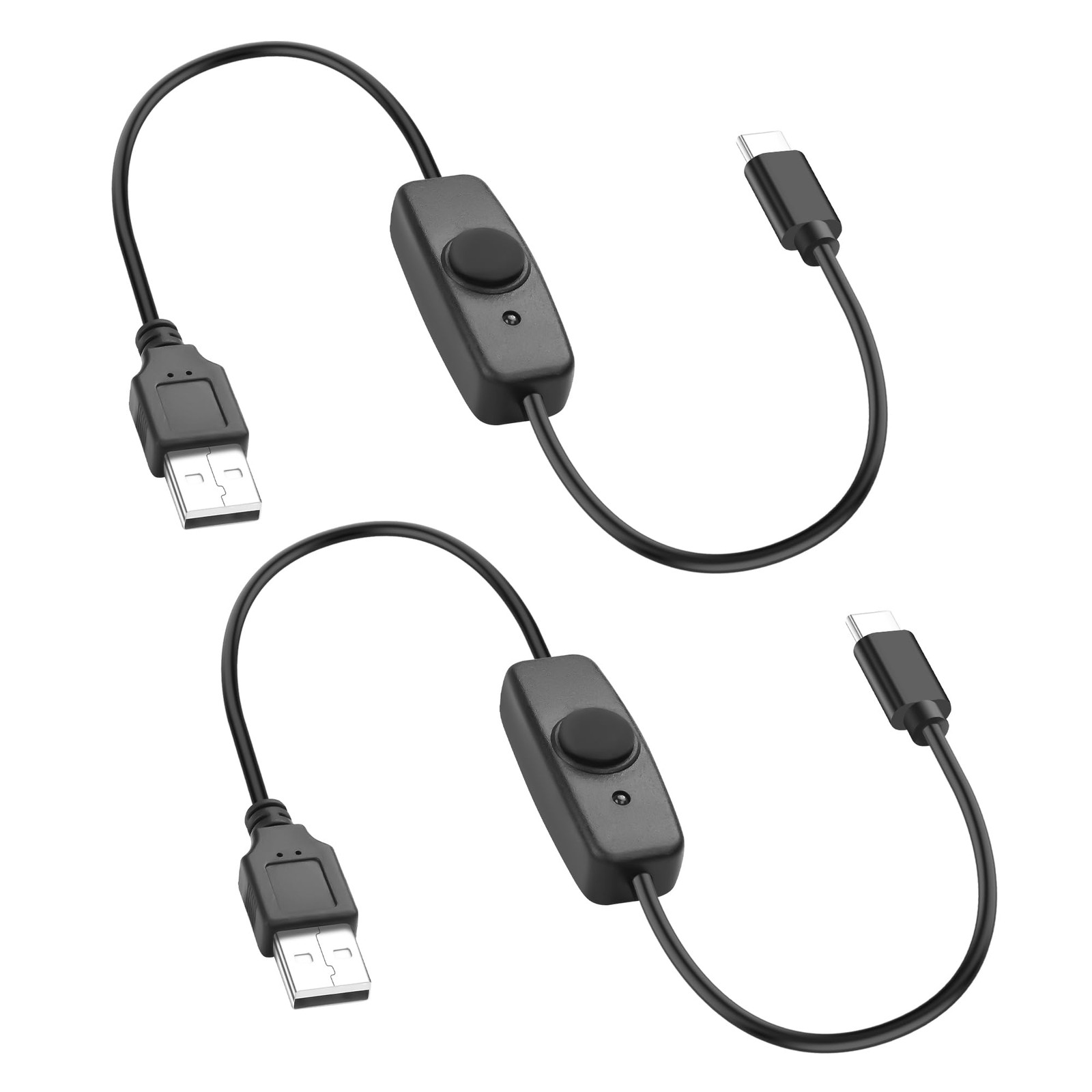 JSADZKJ Short U S B Extension Cable with ON Off Switch 30 centimeters, Black 