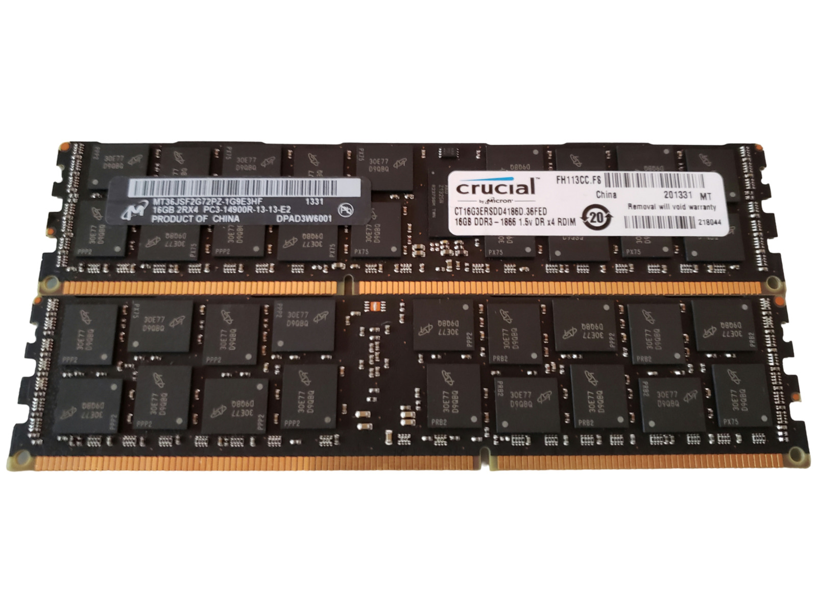 (2 Piece) Crucial Micron MT36JSF2G72PZ-1G9E3 DDR3-1866 32GB (2x16GB) Server RAM