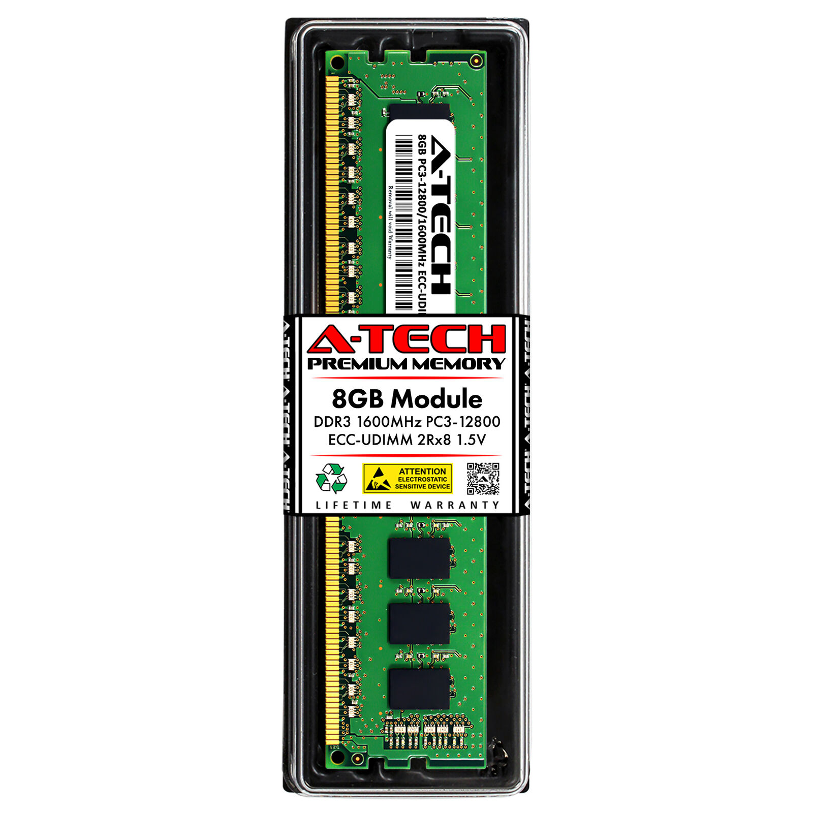 8GB 2Rx8 PC3-12800E ECC UDIMM (Dell A6762080 Equivalent) DDR3 Server Memory RAM