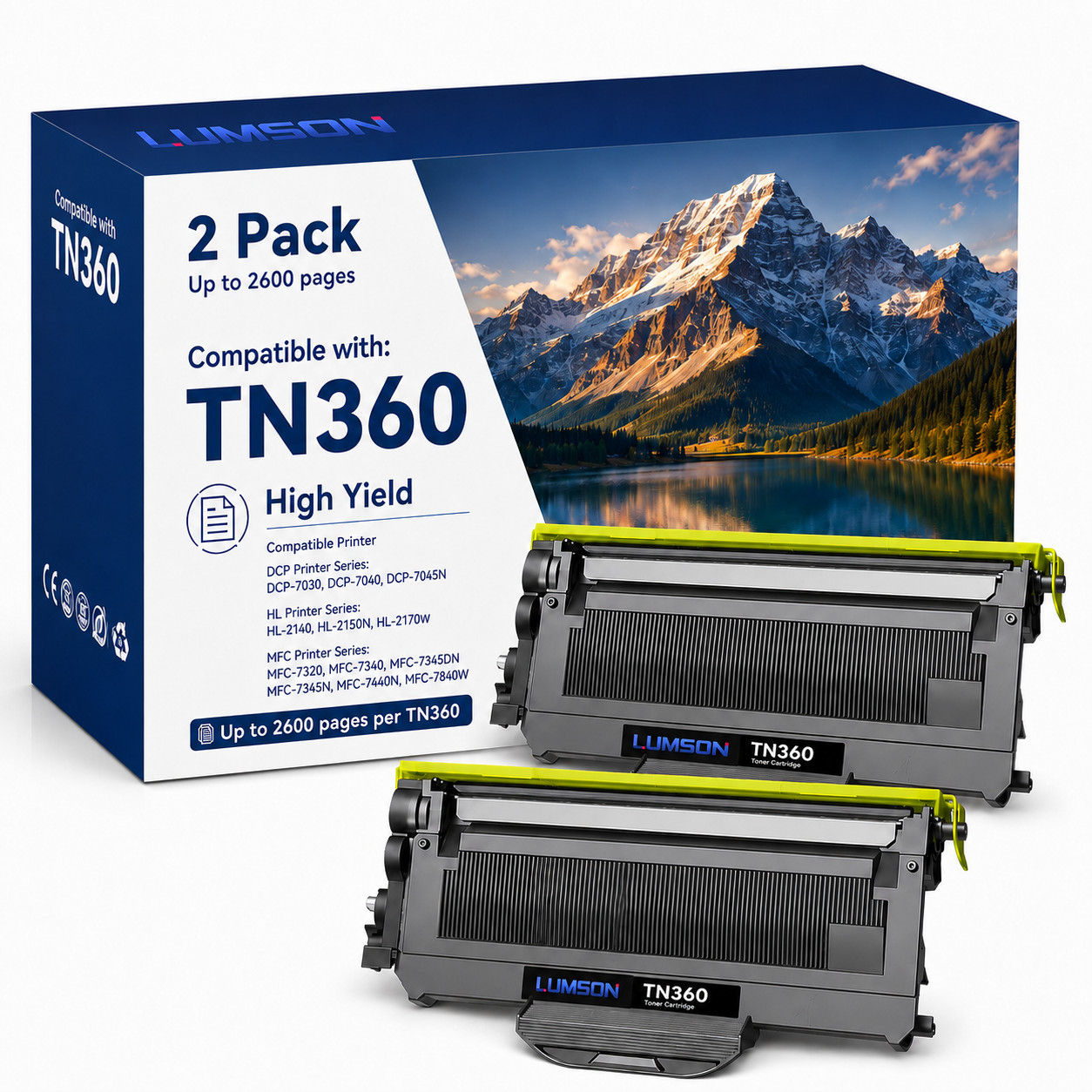 TN360 2Pack Toner Cartridge High Yield ForTN-360 MFC-7340 7840W DCP-7040 HL-2140