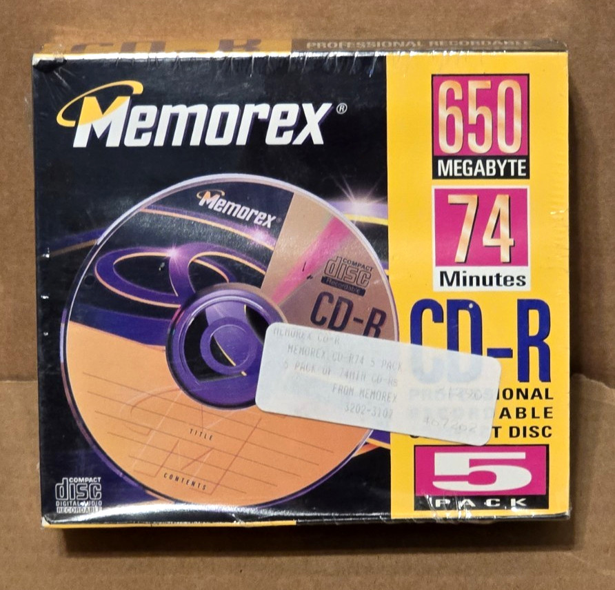 5 Pack Memorex CD-R 650MB 74min Professional Recordable Compact Disc