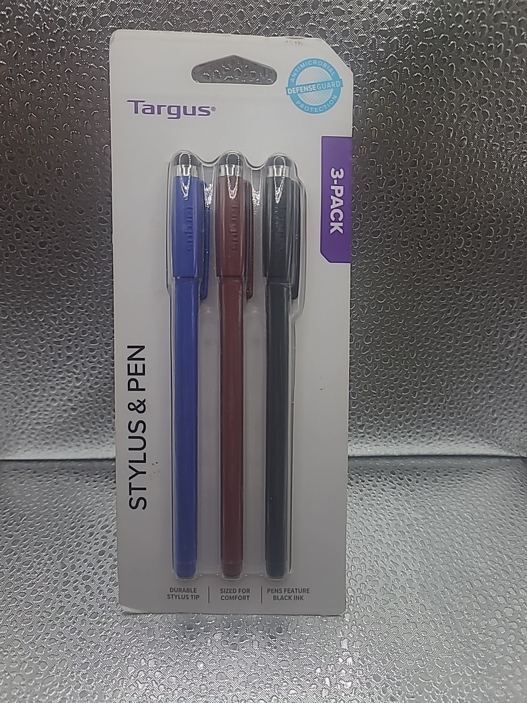 Targus AMM0601TBUS Antimicrobial Stylus & Pen (3 Pack) -  Black, Red, Blue