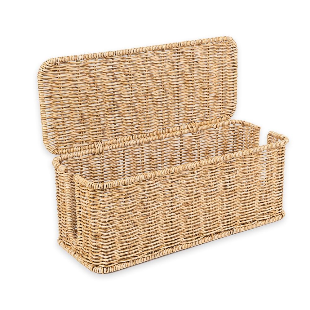 Handmade Natural Rattan Cable Management Box Cord Organizer for Desk Home