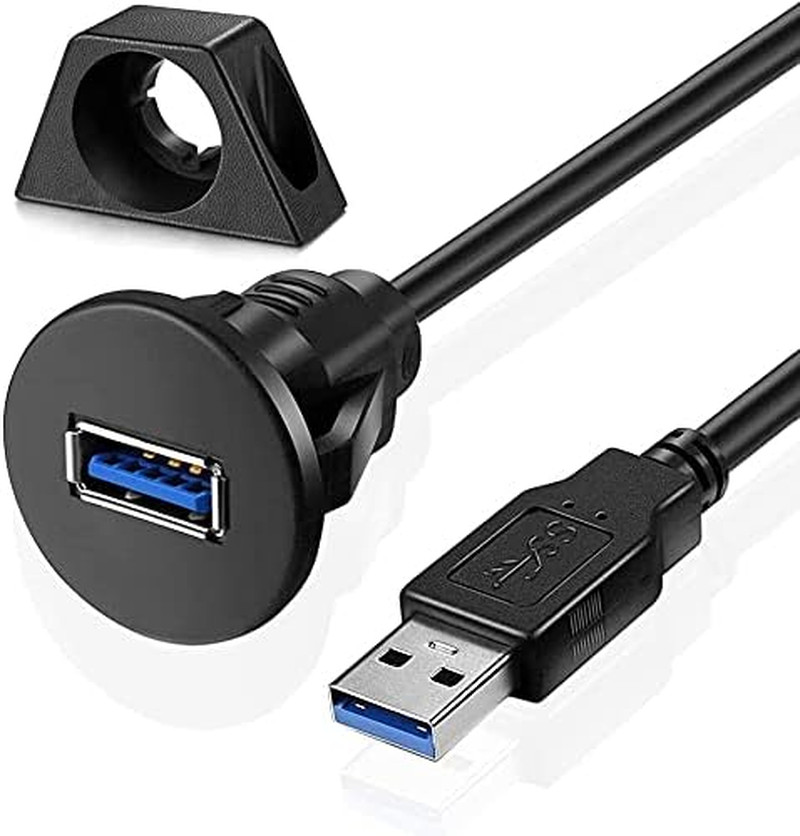 USB 3.0 Male to Female AUX Flush Panel Mount Extension Cable, Small, 3Ft