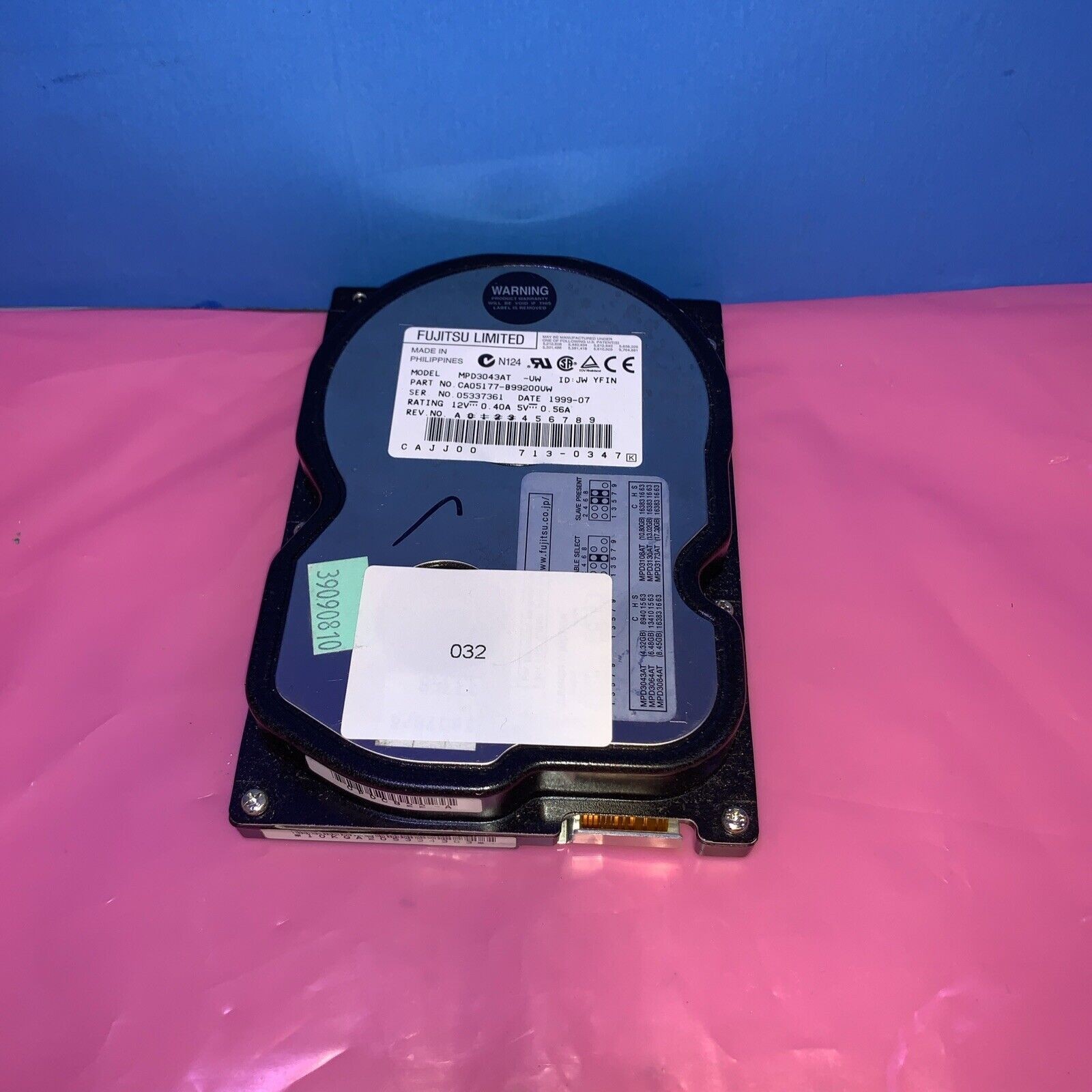 Vintage Fujitsu MPD3043AT 4.3GB ATA-33 IDE 5400 RPM 3.5-inch Internal Hard