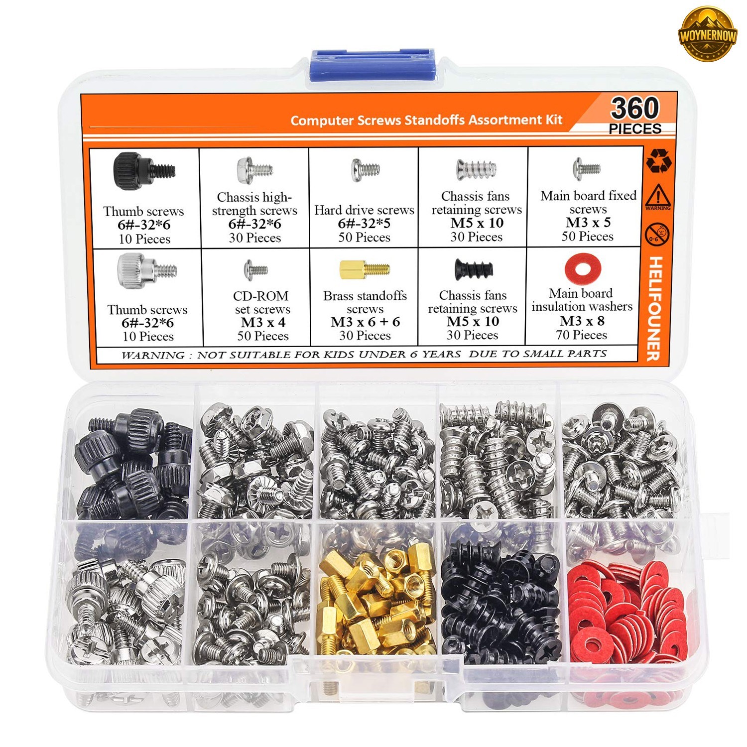 Computer Screws Kit PC Case Motherboard Standoffs Hard Drive SSD PSU Fan 360 PCS