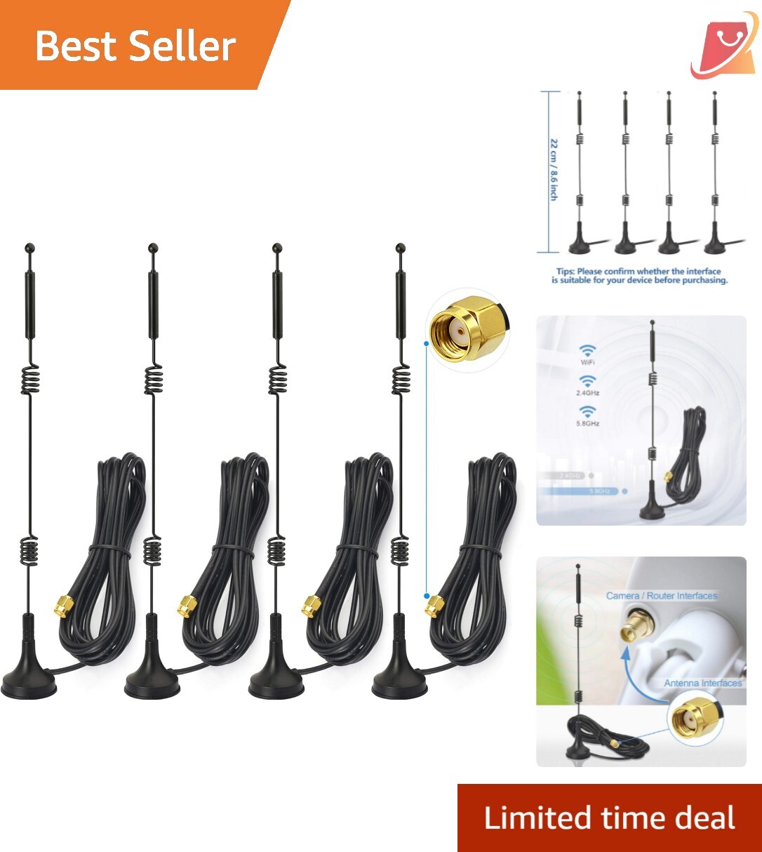 Reliable Dual Band WiFi Antennas 9dBi Magnetic Base - Perfect for  Cameras