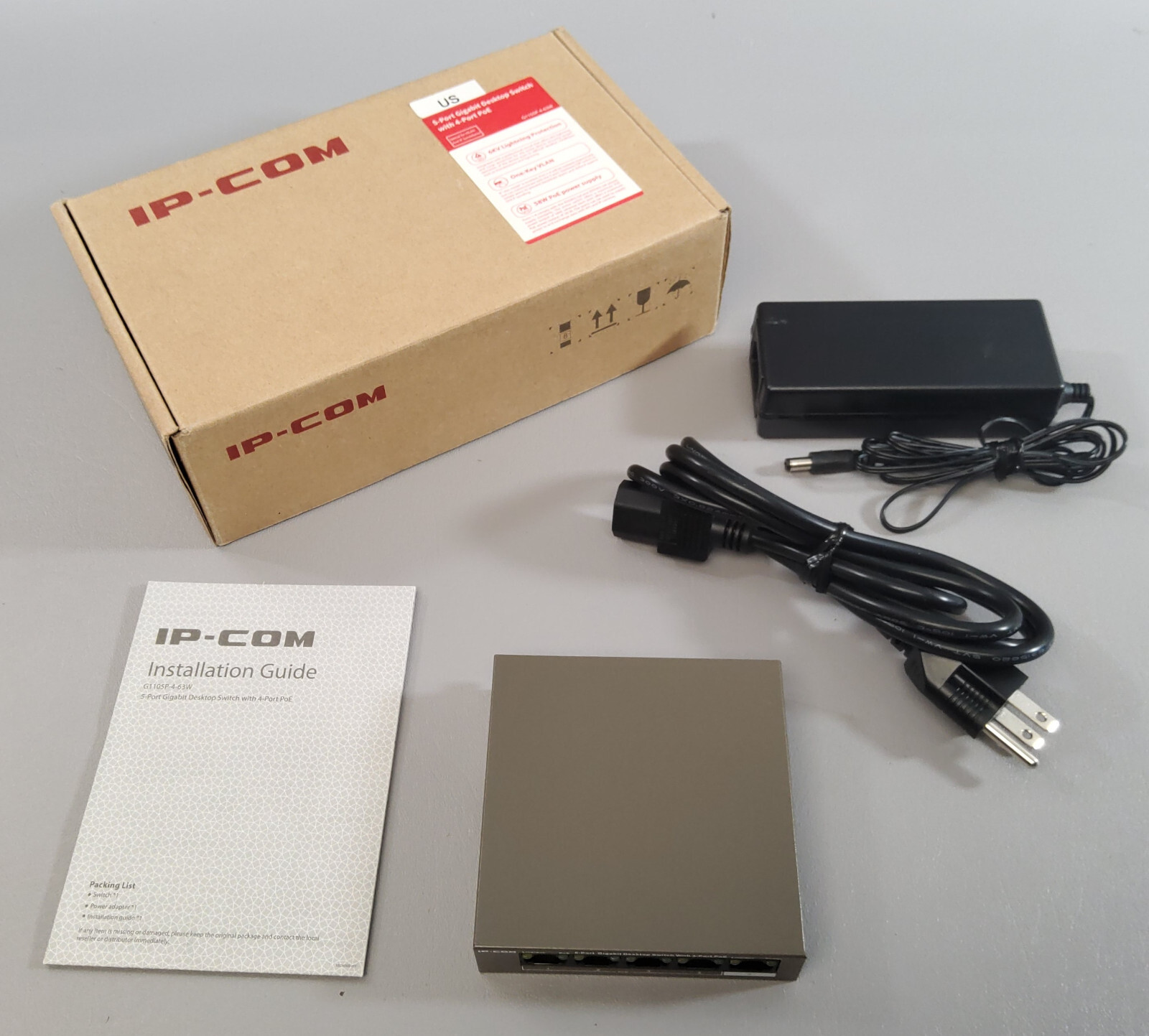 IP-COM G1105P-4-63W 5-Port Gigabit Desktop Switch With 4-Port PoE  Brand New