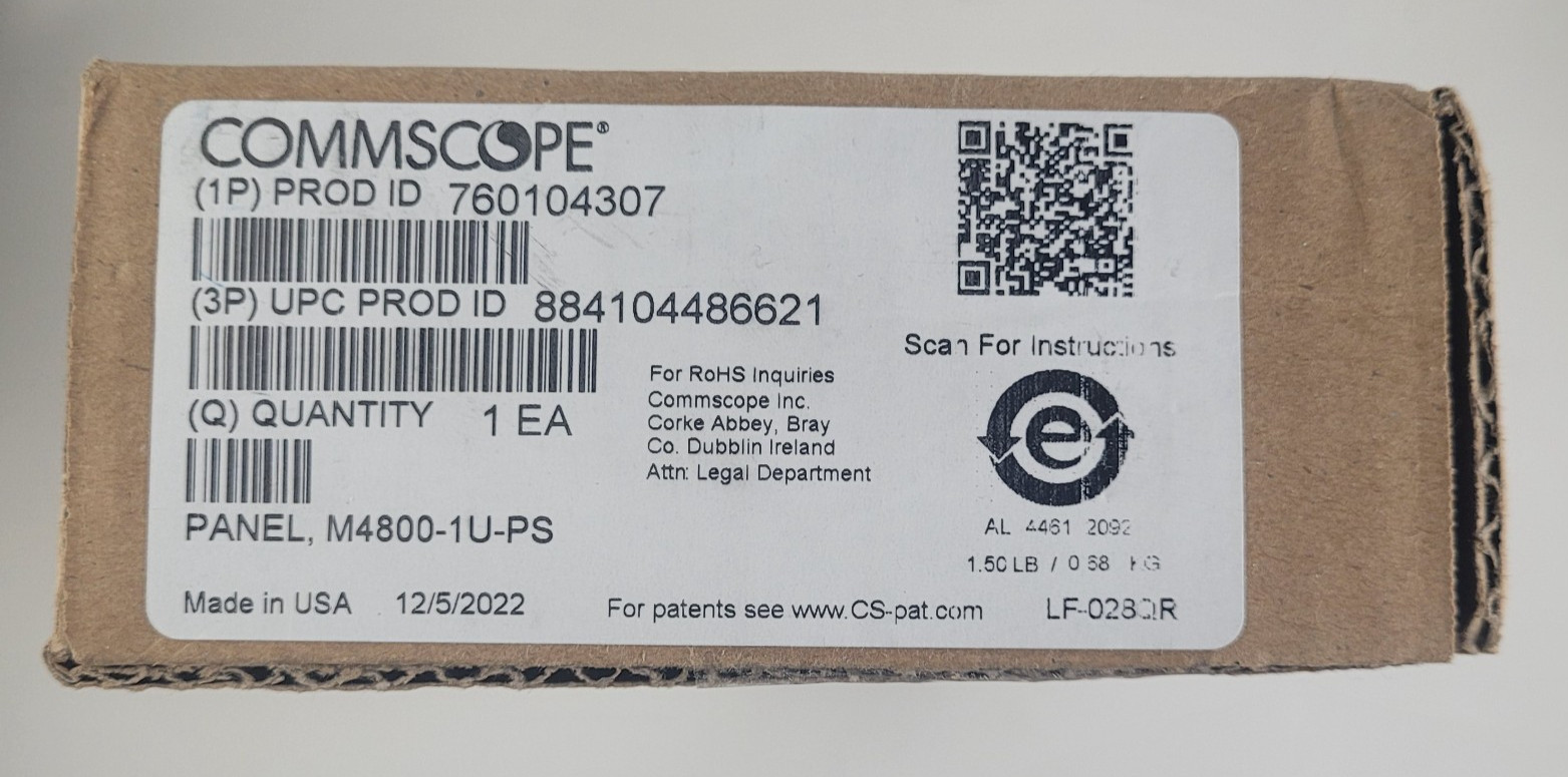 COMMSCOPE 760104307 1U Modular Panel, 48 Port SYSTIMAX Cat5e Uniprise Cat5e/6