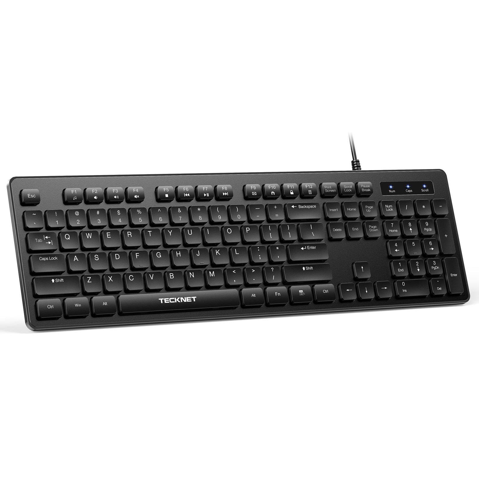 TECKNET Wired Keyboard,Silent USB Keyboard for Black