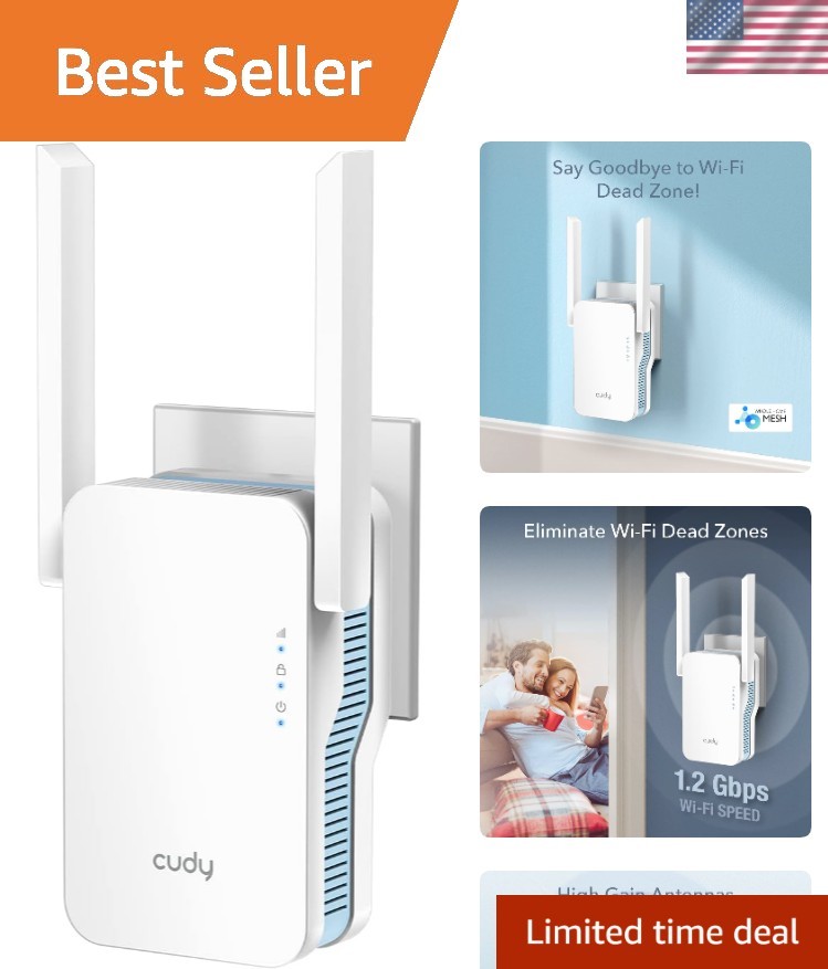 1.2Gbps WiFi Extender with Dual Band Coverage - Connect 30+ Devices Seamlessly