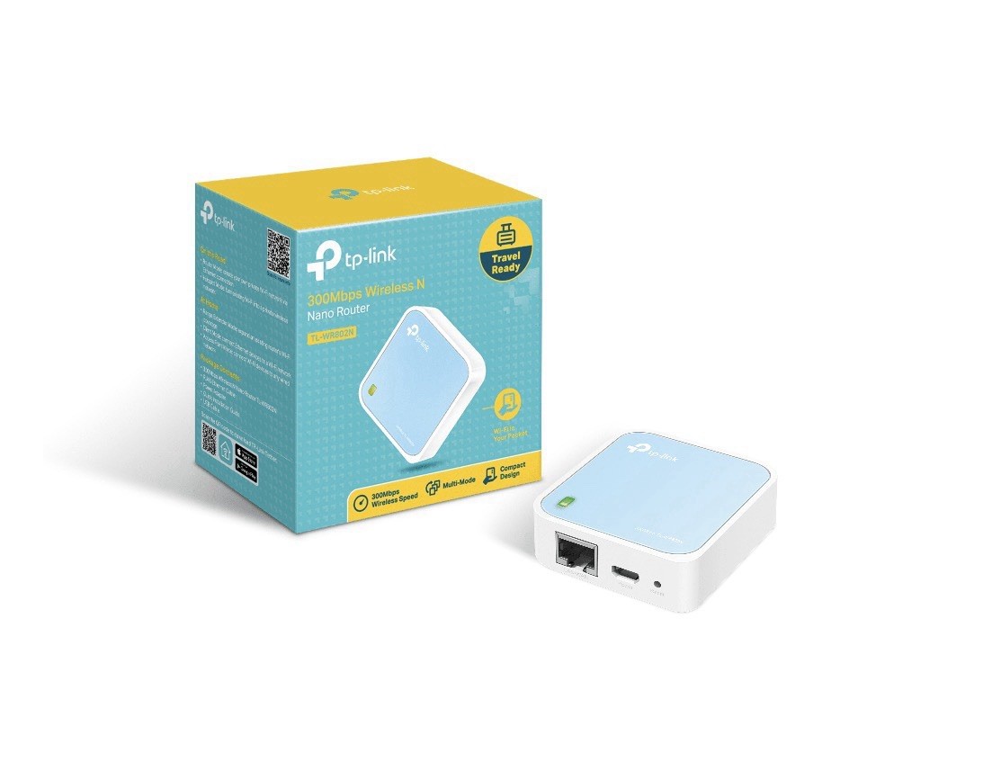 TP-Link N300 Wireless Portable Nano Travel Router(TL-WR802N) - WiFi Bridge/Range