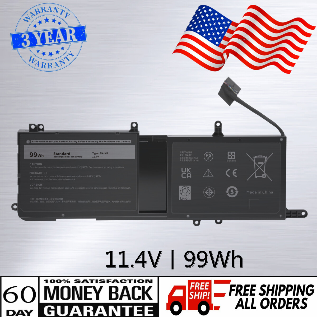 9NJM1 Battery For Dell Alienware 17 R4 15 R3 R4 Series MG2YH 0546FF HF250 99Wh