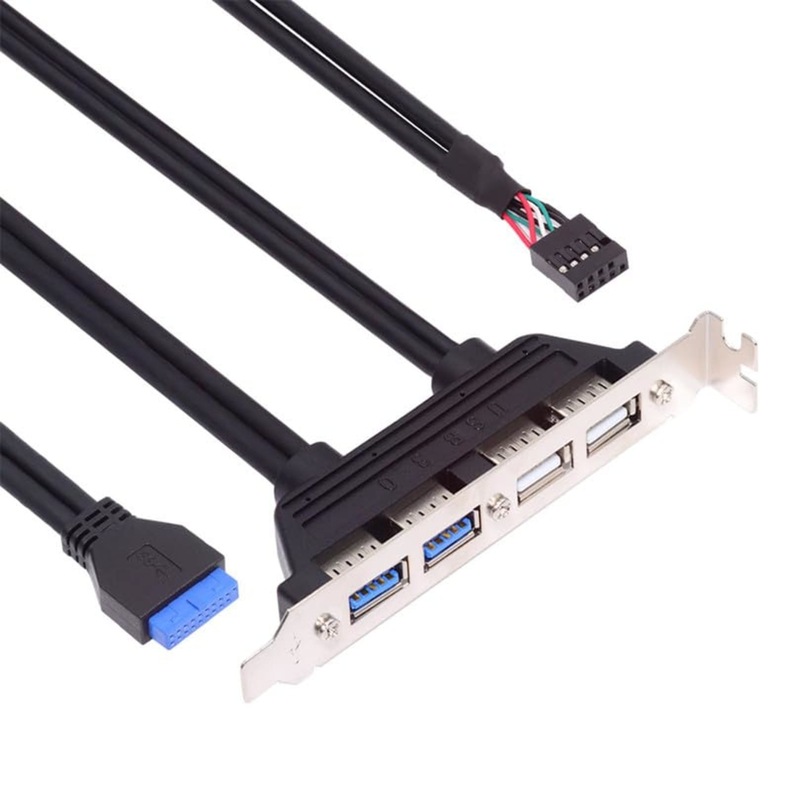 4-Port USB 2.0/3.0 Female Panel to Motherboard 9/20 Pin PCI Bracket Cable 50cm