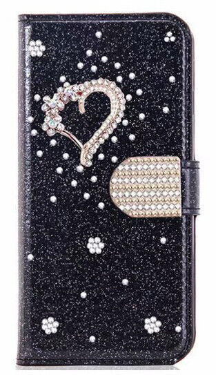 Diamond Glitter Love Wallet Cover Case For S25 S24 S23 FE S22 S21 S20 Ultra S9