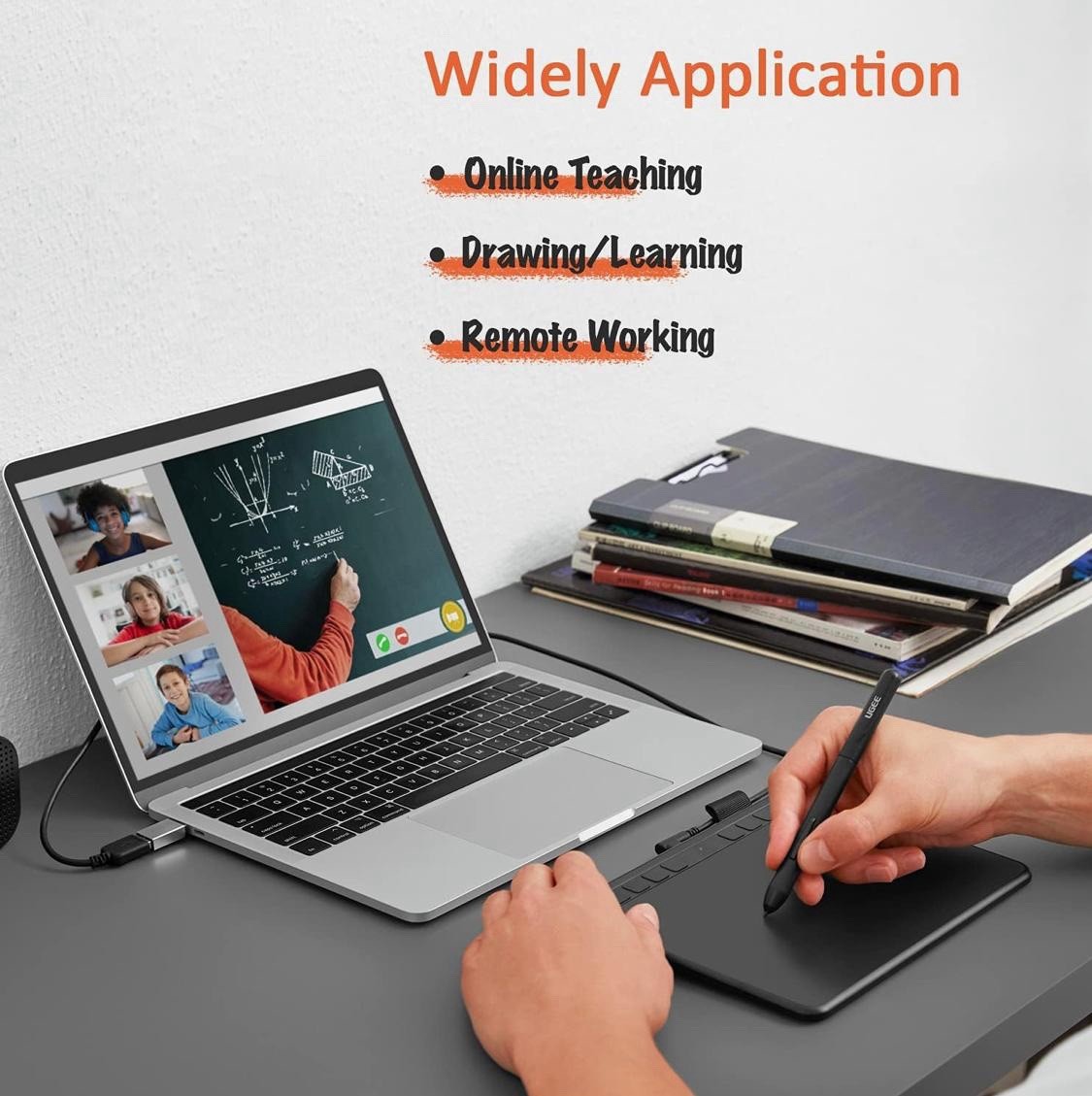 UGEE S640 Graphics Drawing Tablet w/ Stylus, USB-C & USB Connectivity Violet