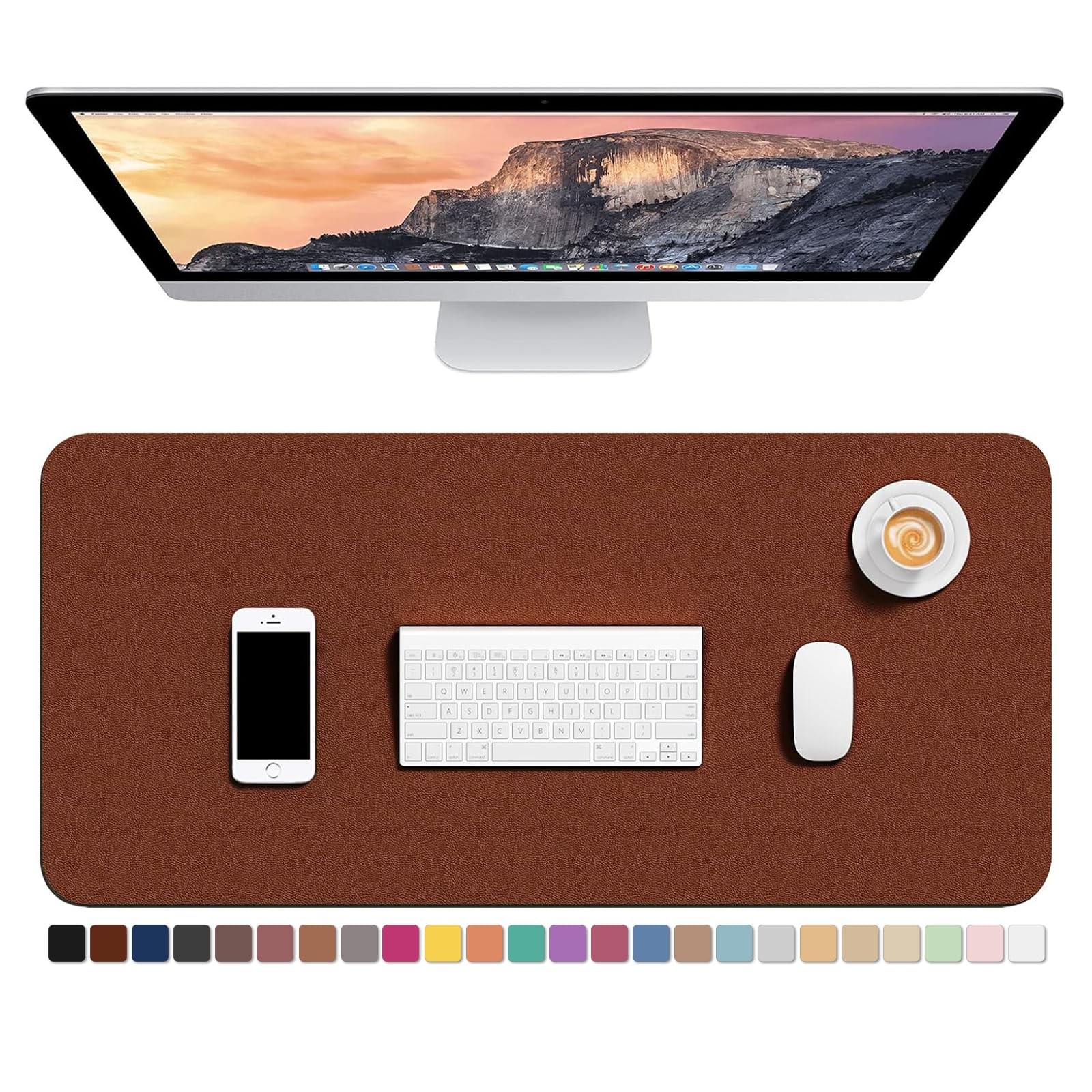 Hsurbtra Desk Pad, 30" x 14" Dual Side PU Leather Desk Mat, Waterproof Non-Sl...