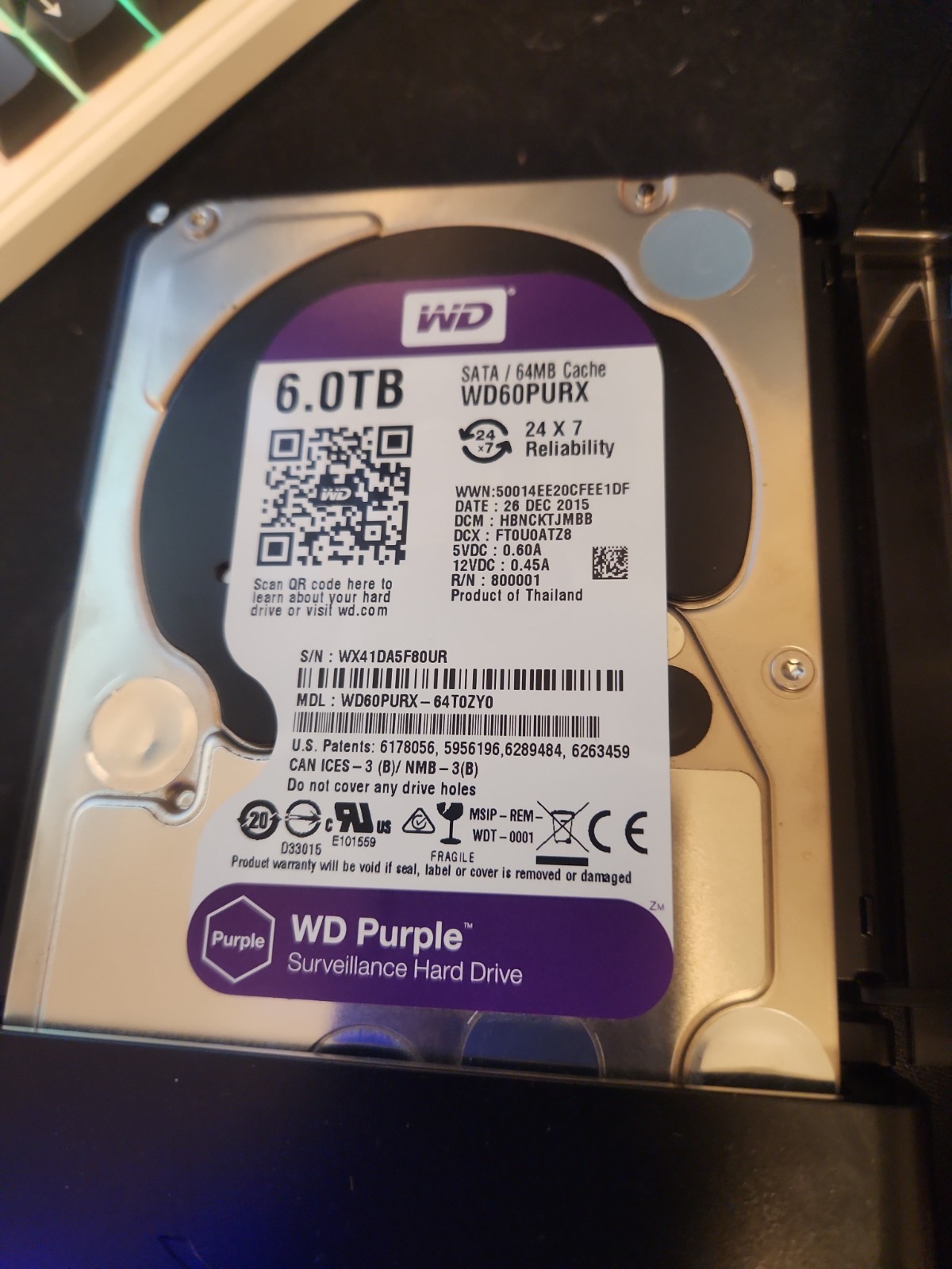 Western Digital Purple 6 TB,Internal,5400 RPM,3.5 inch (WD60PURX) Hard Drive