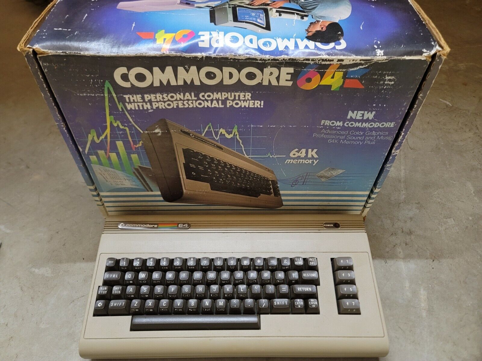 Vintage Commodore 64 C64 Computer in Original Box Tested