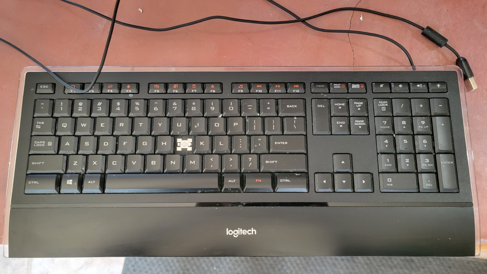 Logitech K740 Illuminated Keyboard Slim USB Wired Backlit Y-UY95  Works No J Key