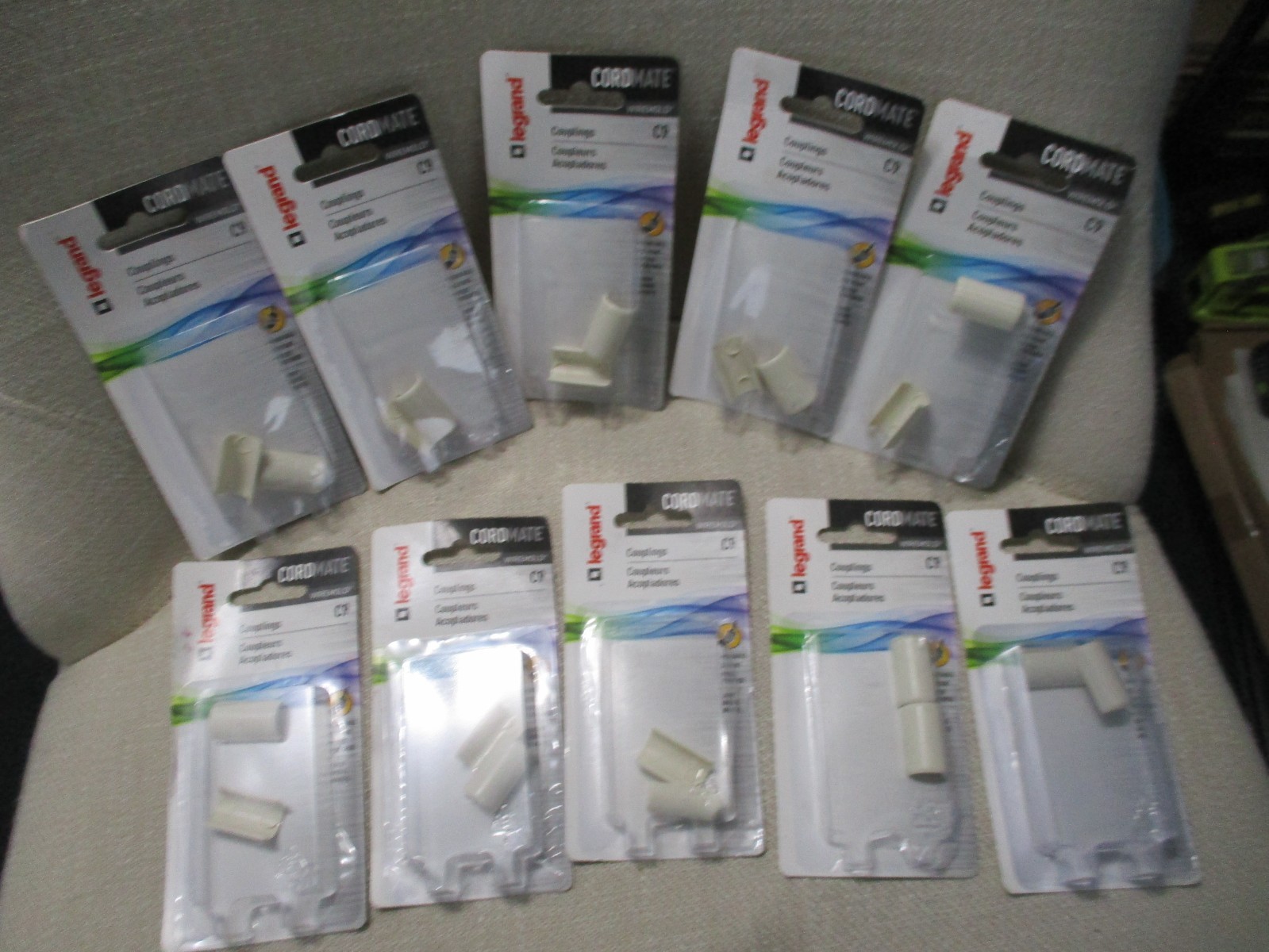 10 pack (2/pack) Legrand Wiremold C9 CordMate Plastic Cover Coupling Ivory NEW