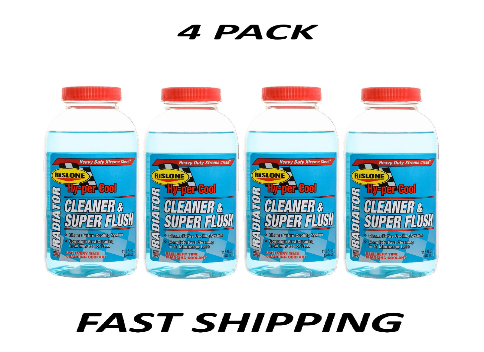 (4 Pack) Rislone 1212 Hy-per Cool Cleaner and Super Flush 11.5 oz.