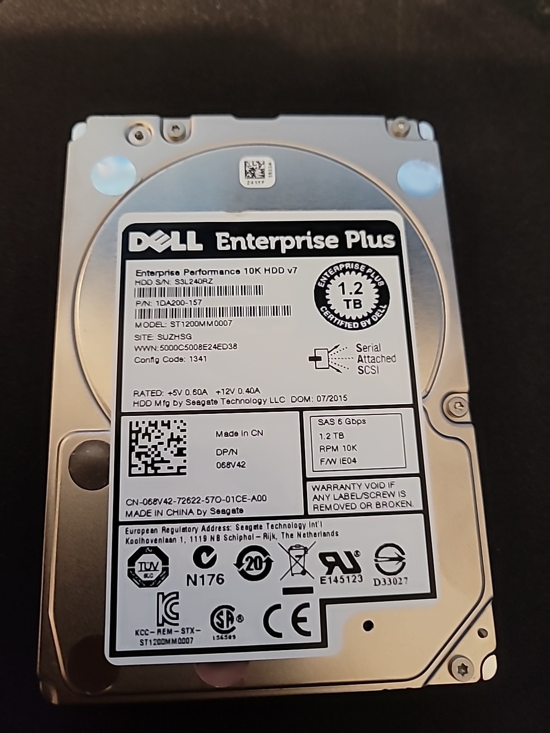 Dell Enterprise Plus 1.2TB SAS 6Gps 10K RPM HDD ST1200MM0007 68V42