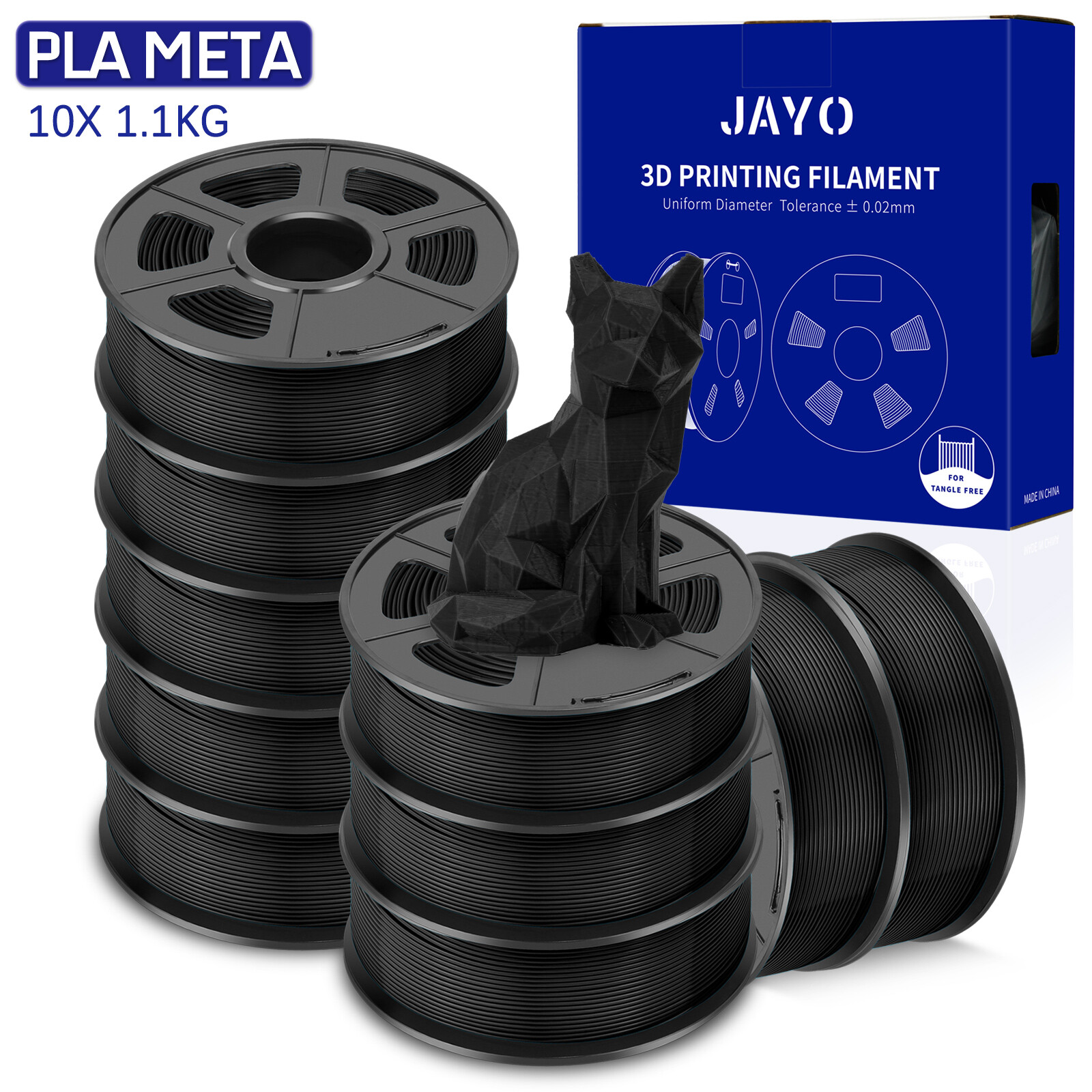 JAYO 10KG PETG PLA Matte SILK PLA+ 1.75MM 3D Printer Filament 1.1KG Clog Free