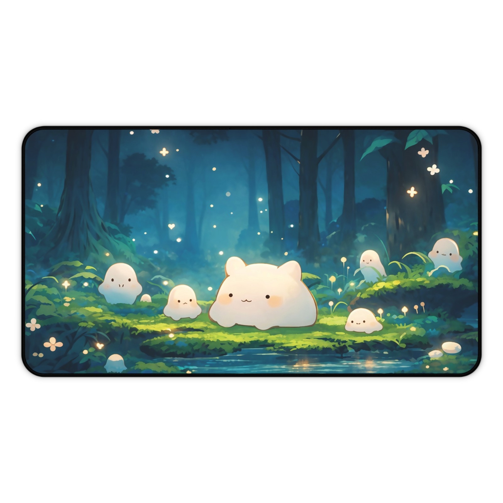 Kawaii Forest Spirits Desk Mat Large Mouse Pad Night Glow Non-Slip Gaming Mat