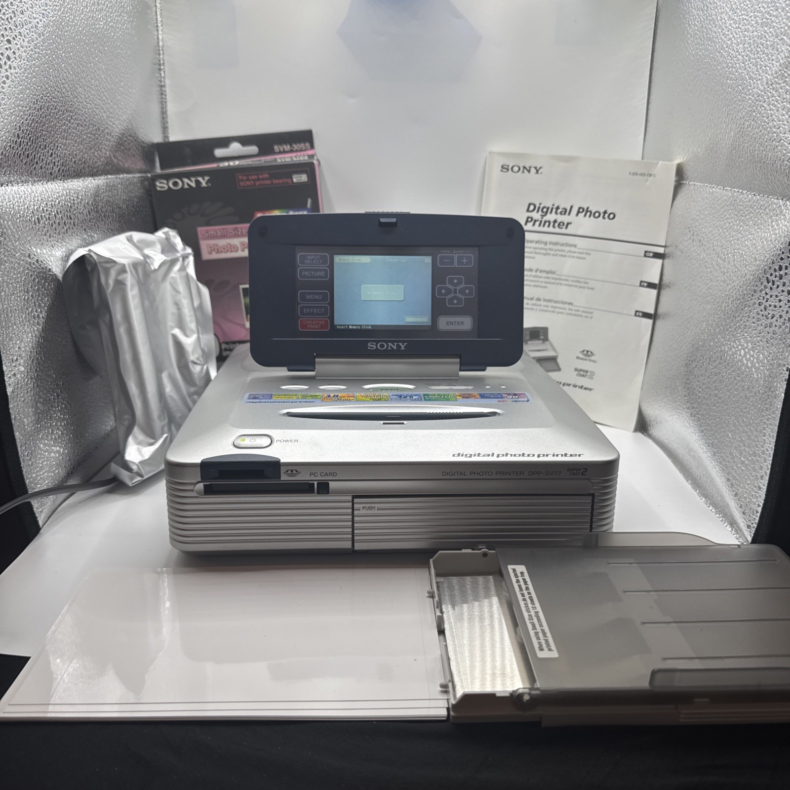 Vintage Sony DPP-SV77 Digital Photo Printer Bundle Tested SVM-30SS Paper Manual