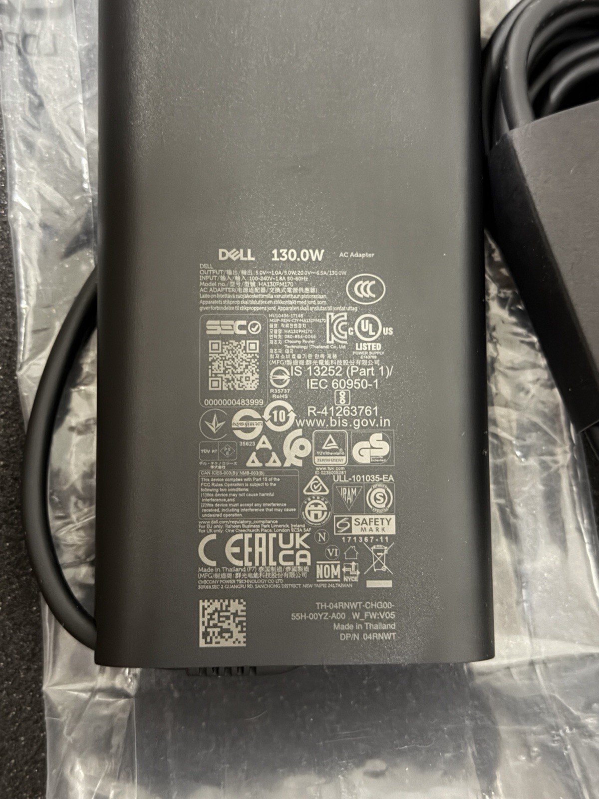 OEM Original Dell 130W Type-C HA130PM170 AC Adapter 0CW1FP