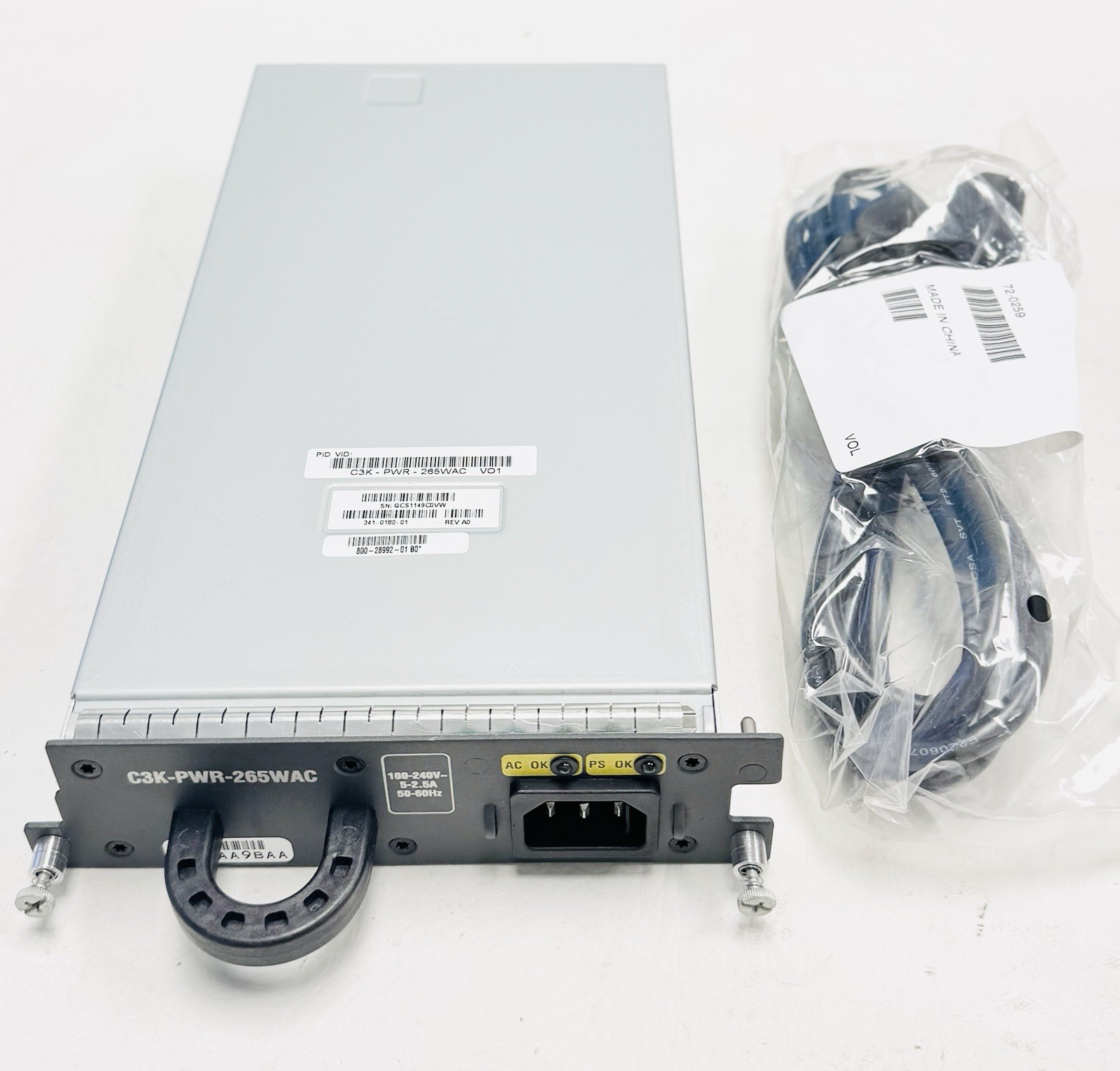 Cisco Power Supply C3K-PWR-265WAC 265W PSU for Catalyst 3560E 3750E