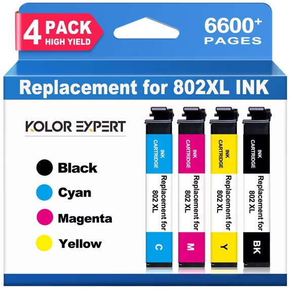 802XL Ink Cartridge Compatible for Epson Workforce Pro 4 Pack