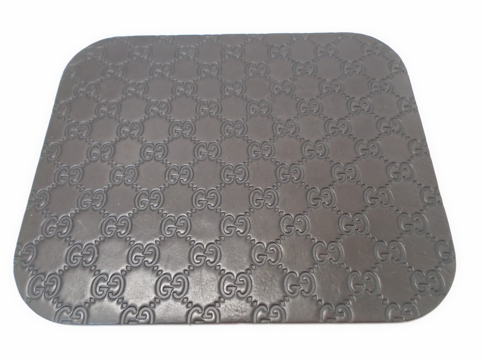 GUCCI Authentic Guccissima Mouse Pad GG Logo Brown Leather Made in Italy