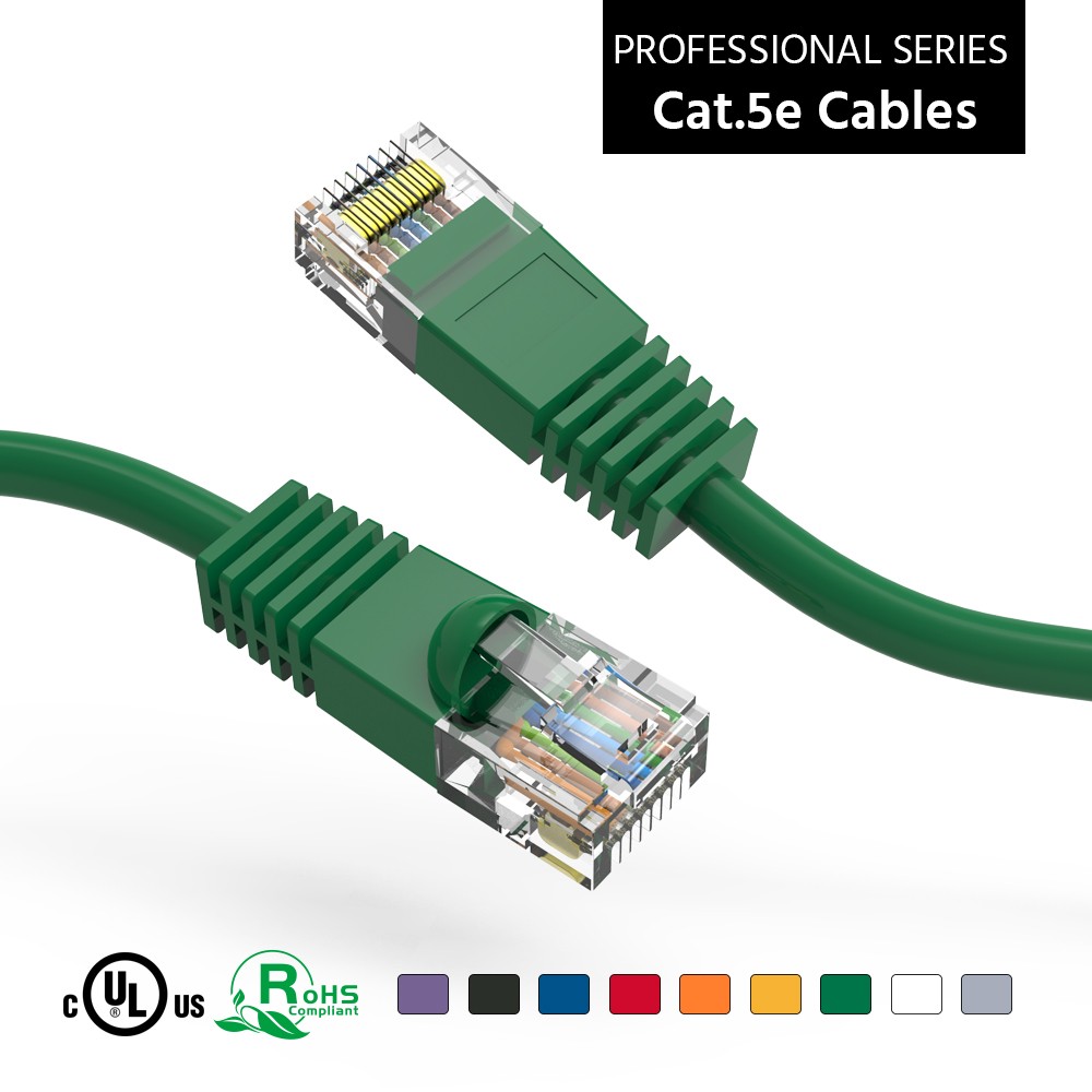 20 Pack of 40Ft CAT5E UTP Ethernet Network Booted Cable 10-100 Feet Green