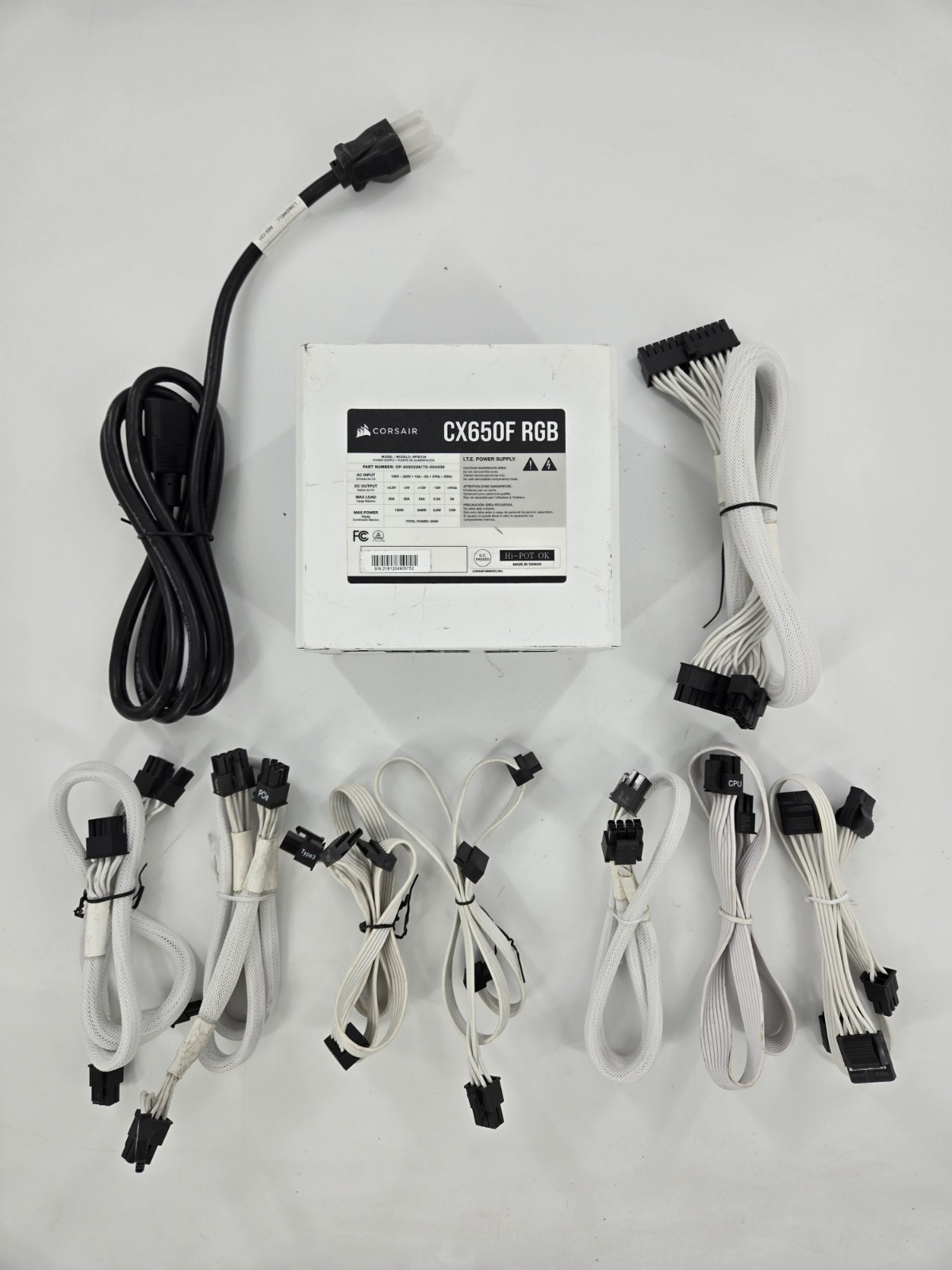 Corsair CX650F White RGB 650W Power Module -- Tested w/Cables