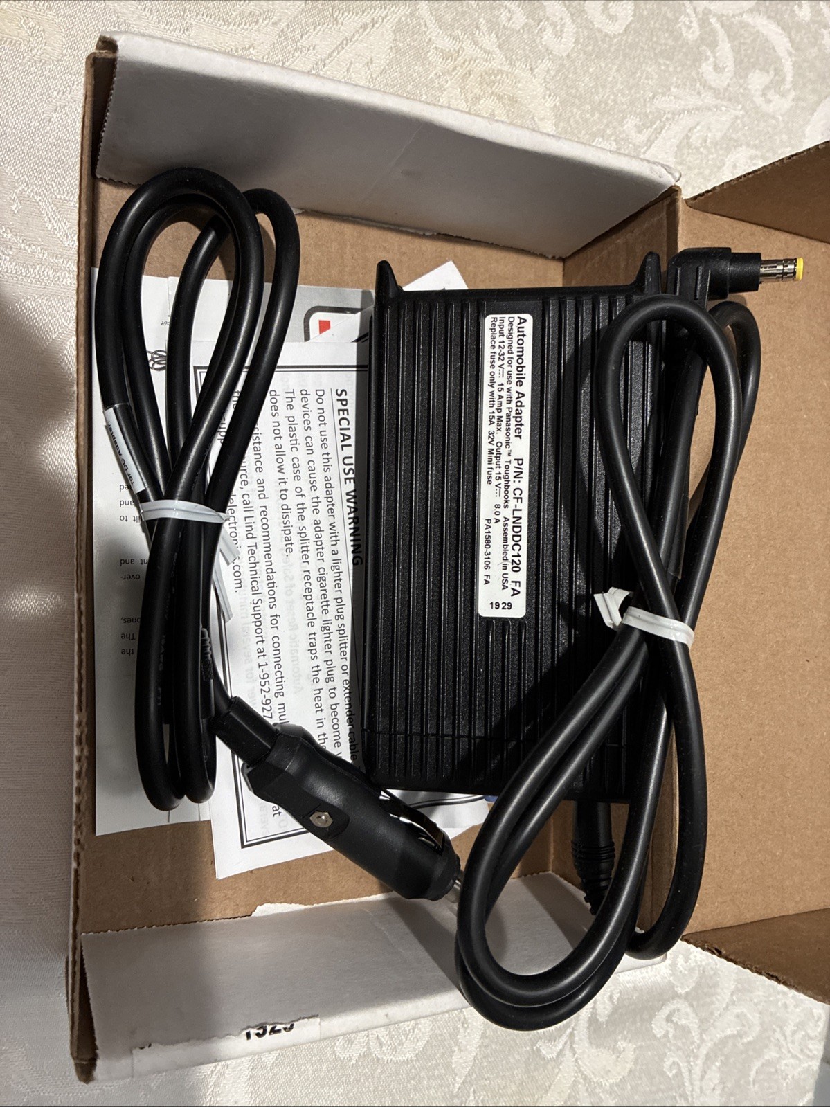 Lind Electronics Auto Power Adapter for Panasonic Toughbooks CF-LNDDC120 Used